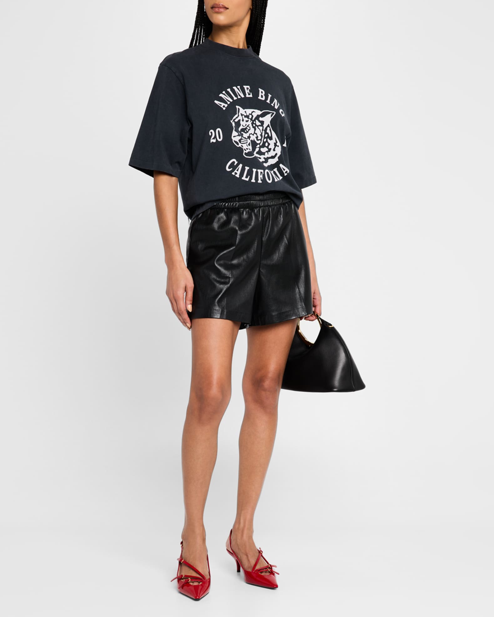 ANINE BING Avi Collegiate Leopard Tee | Neiman Marcus ANINE BING Avi Collegiate Leopard Tee | Neiman Marcus