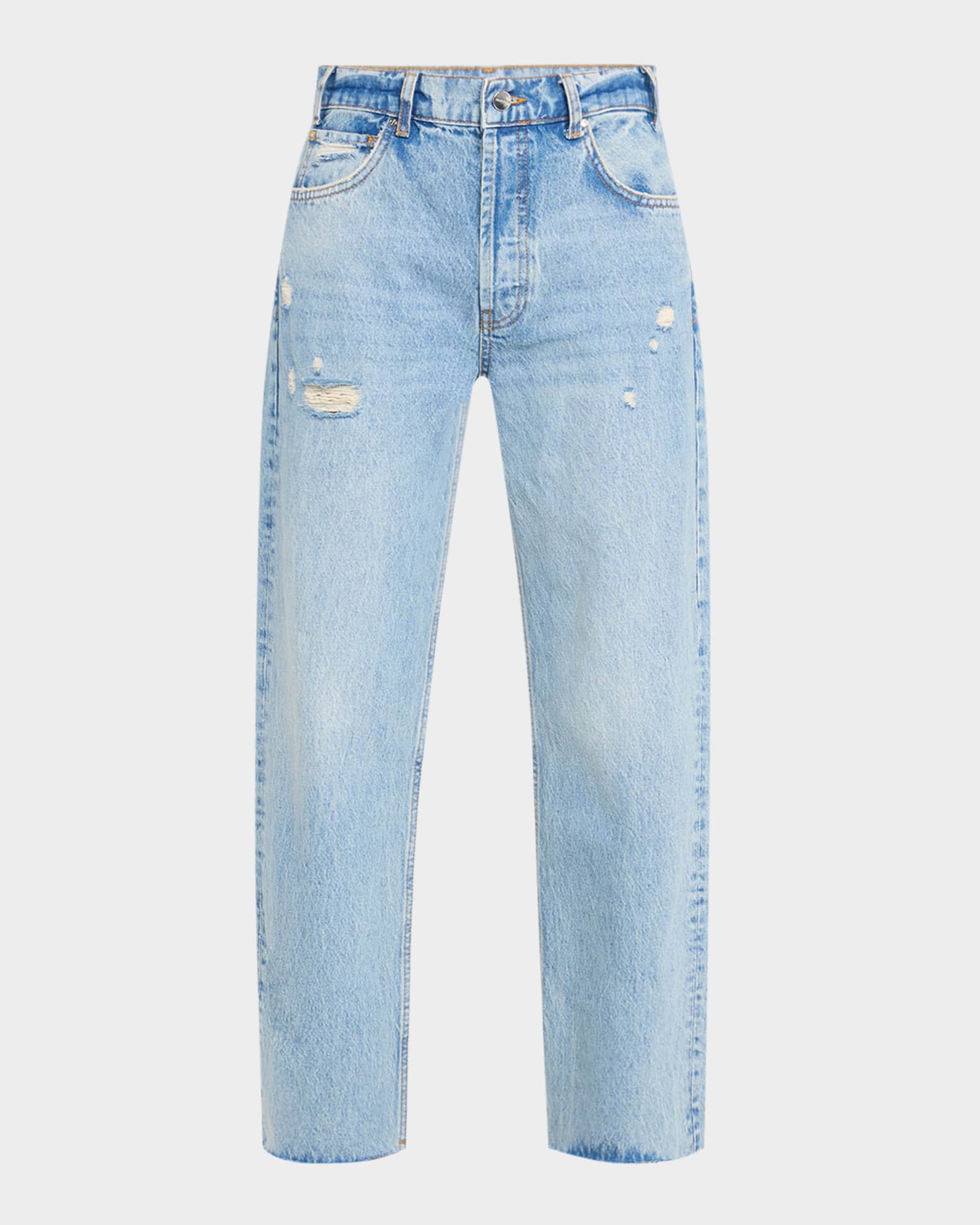 Gavin Distressed Straight-Leg Jeans 0