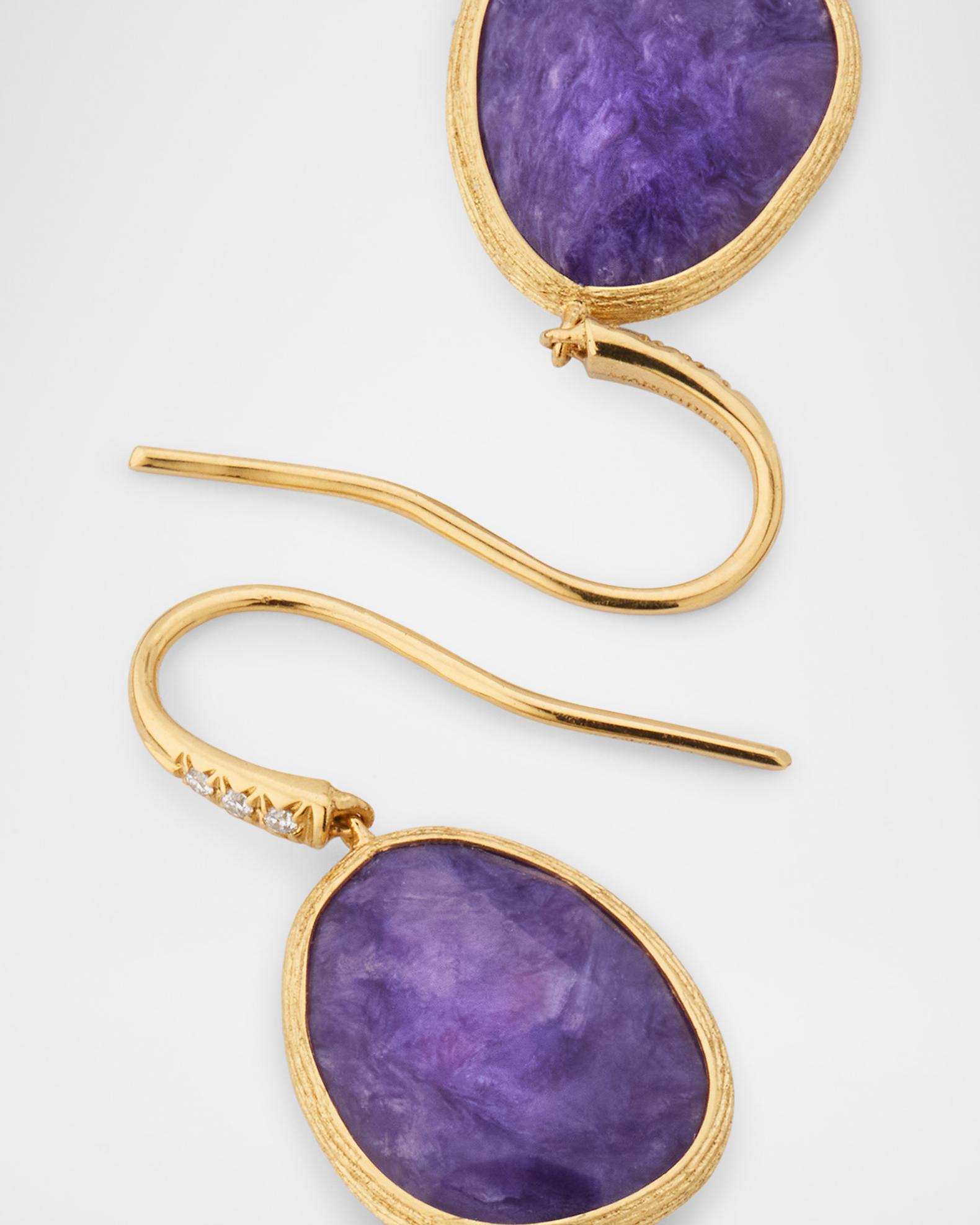 Marco Bicego Lunaria 18K Yellow Gold Charoite Earrings with Diamonds ...