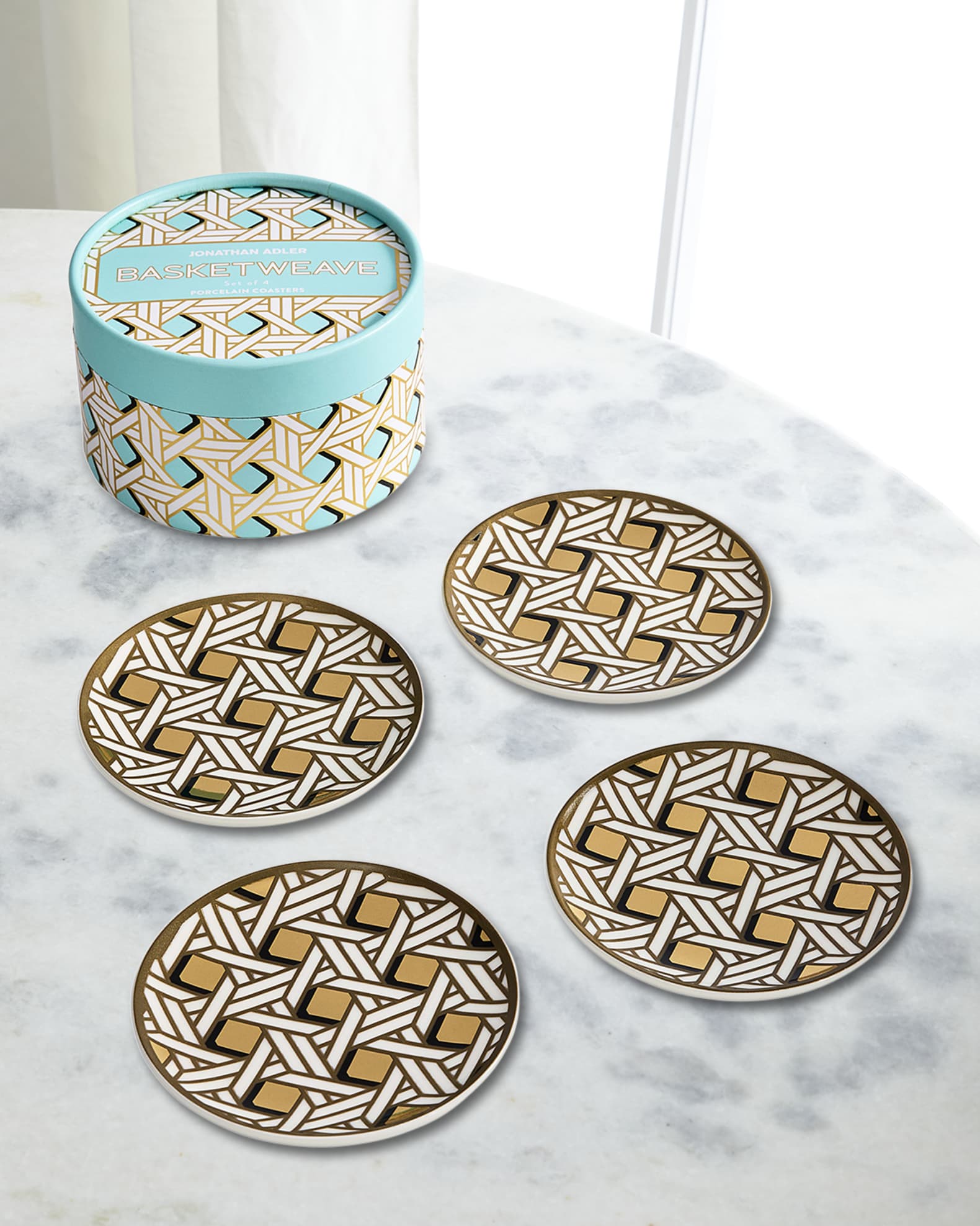 Basketweave Coasters, Set of 4 0
