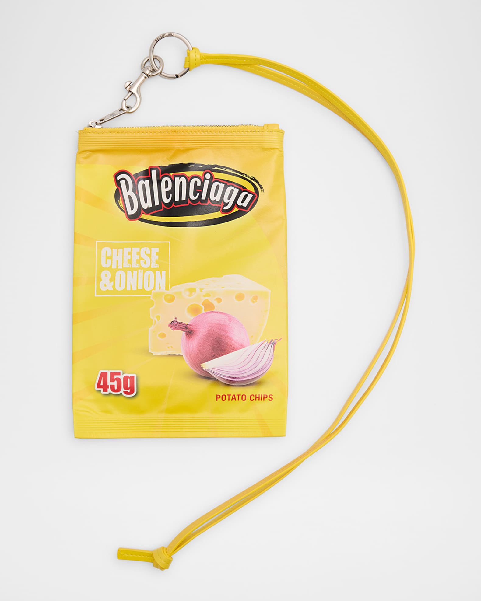 Balenciaga Men's Chips Leather Phone Holder Pouch | Neiman