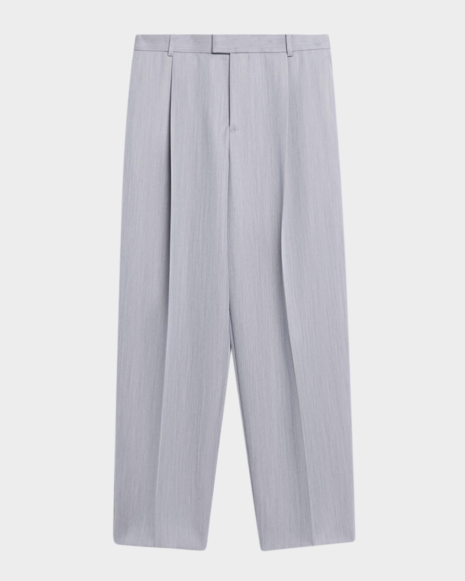 Men's Wool Chevron Pleated Wide-Leg Trousers 0