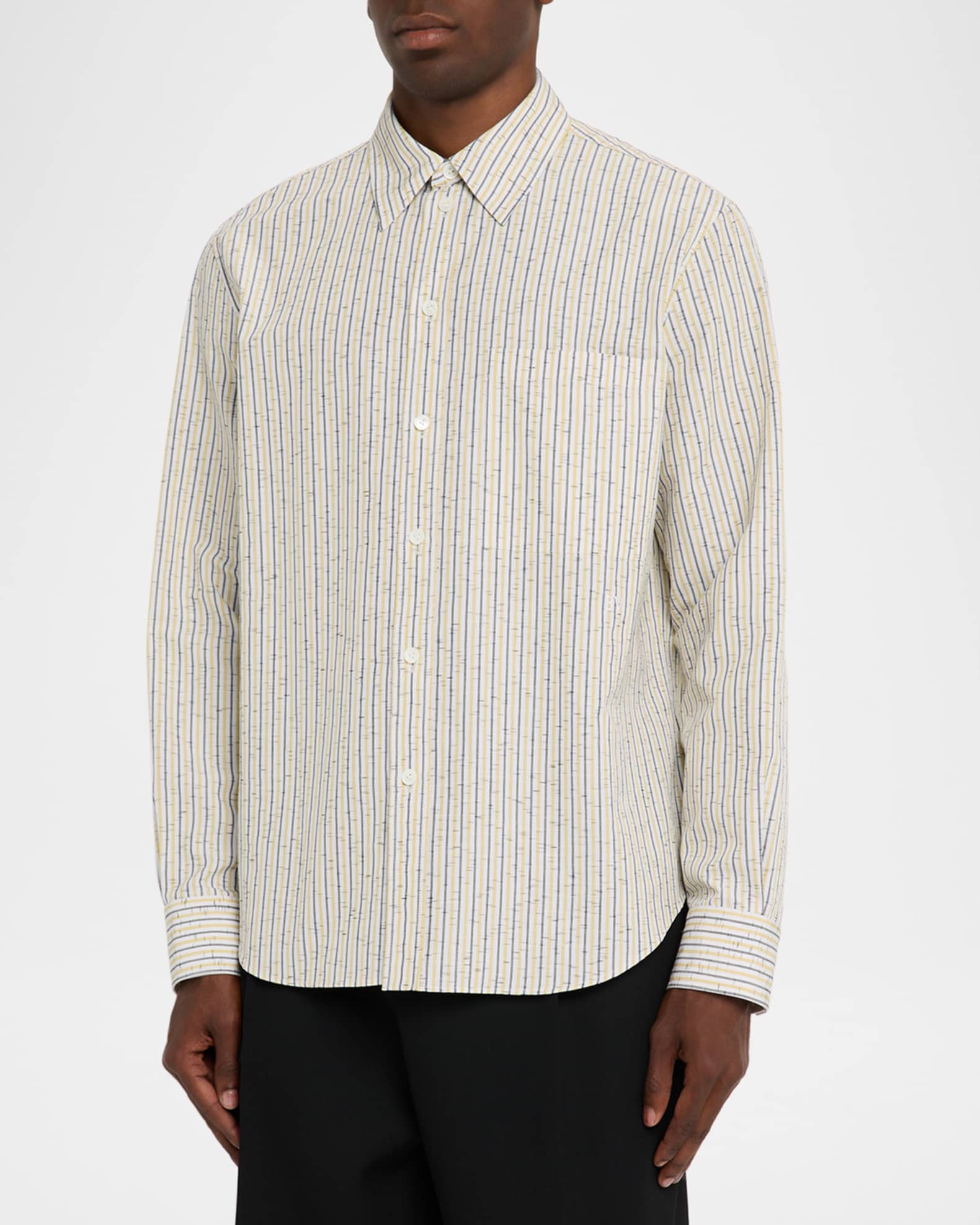 Men's Stripe Pocket Sport Shirt