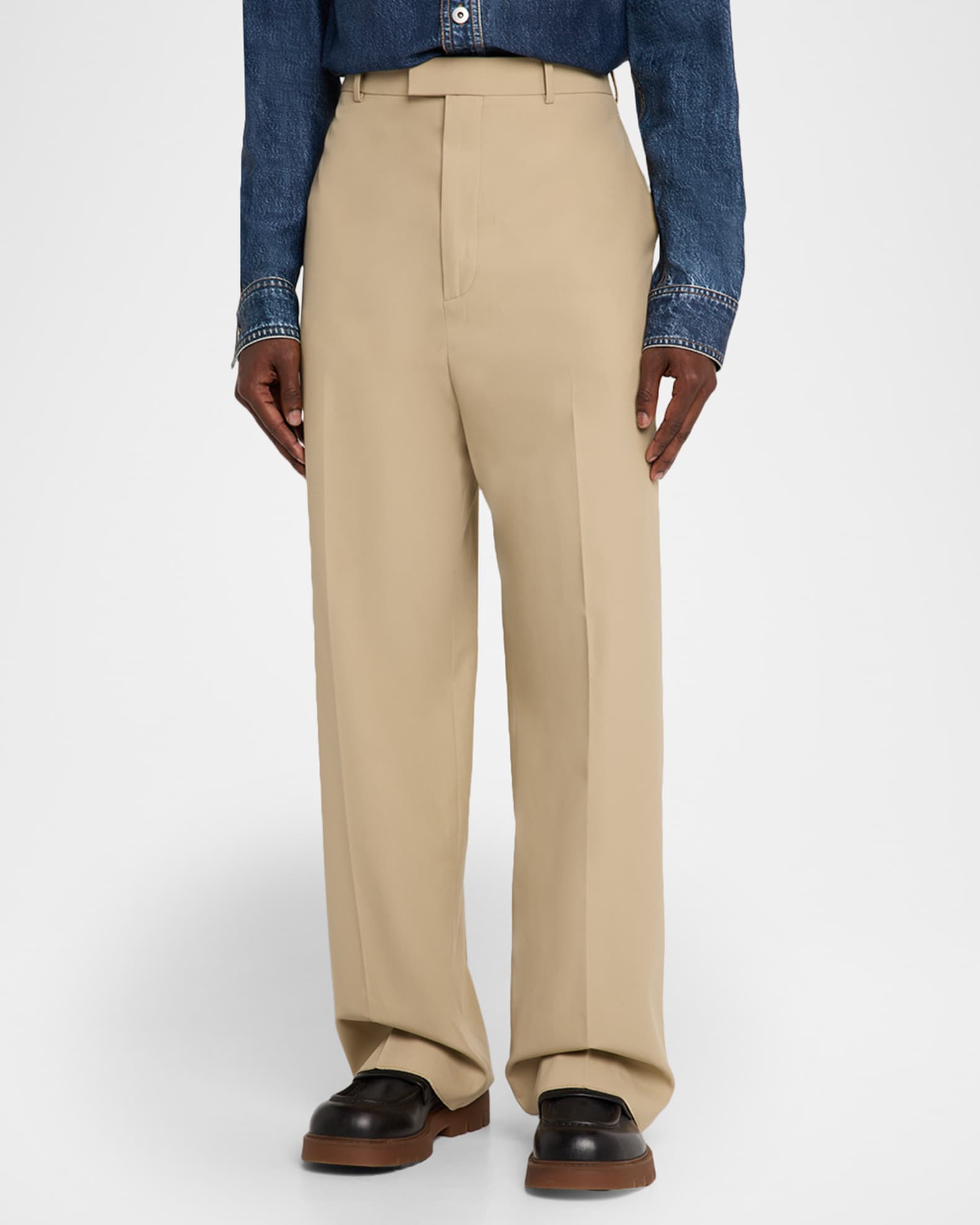 【翌日発送可能】 Bottega Veneta Men's Cotton Twill Straight-Leg Trousers パンツ