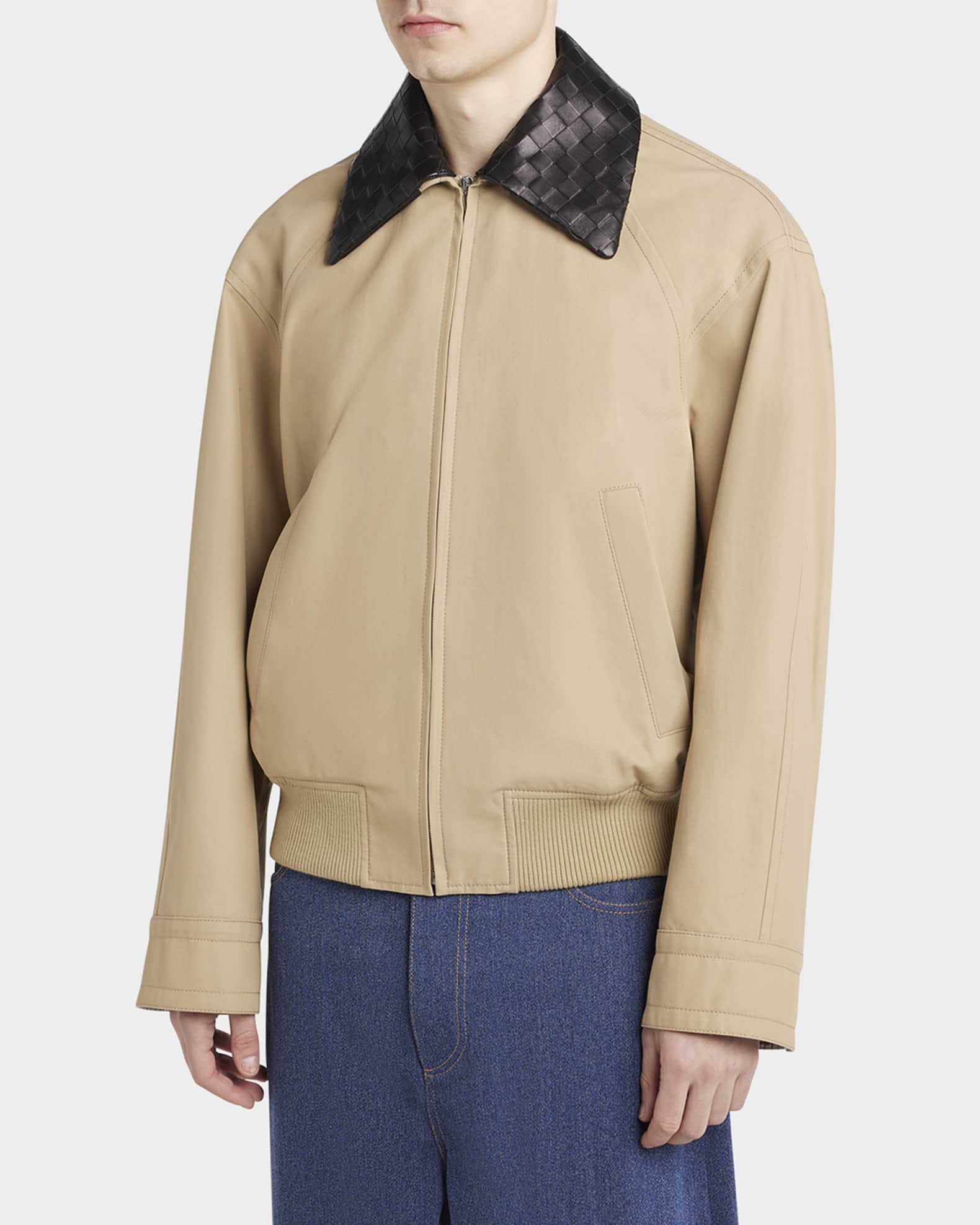 【SALE】 Men's Veneta Bottega Intrecciato-Collar in Jacket Blouson ジャケット・アウター