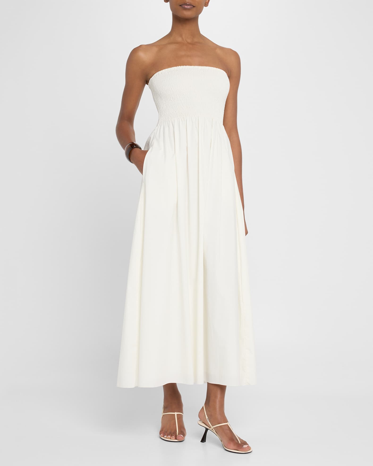 Jamie Strapless Linen Midi Dress