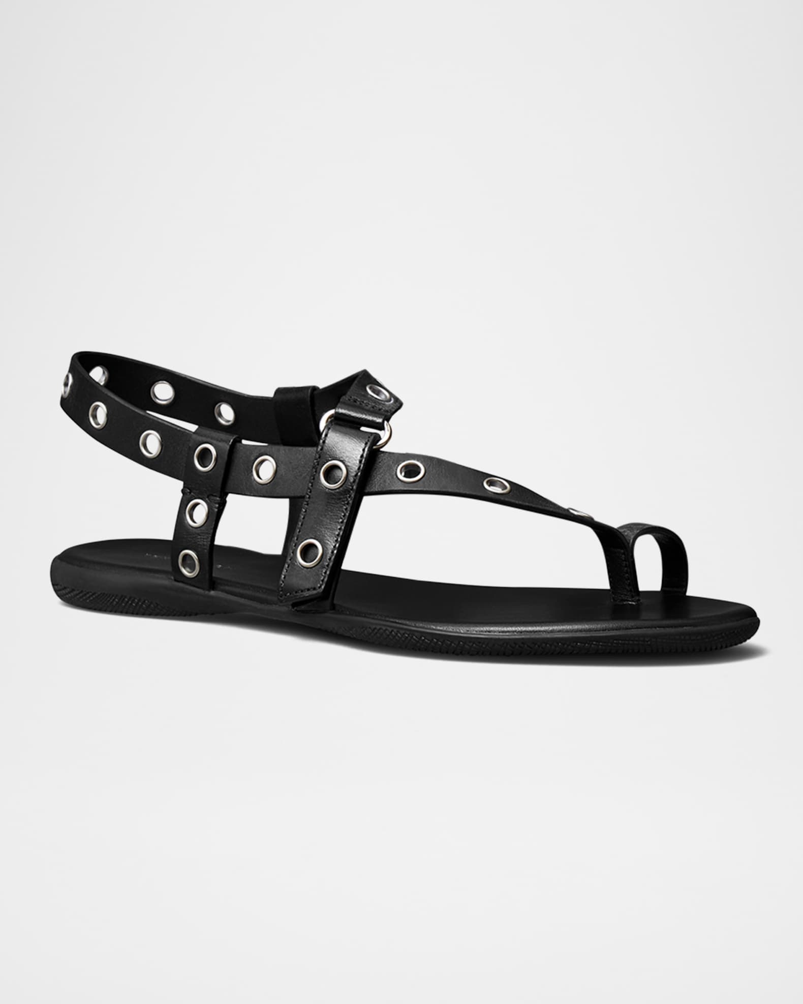 Leather Grommet Toe Ring Sandals 1