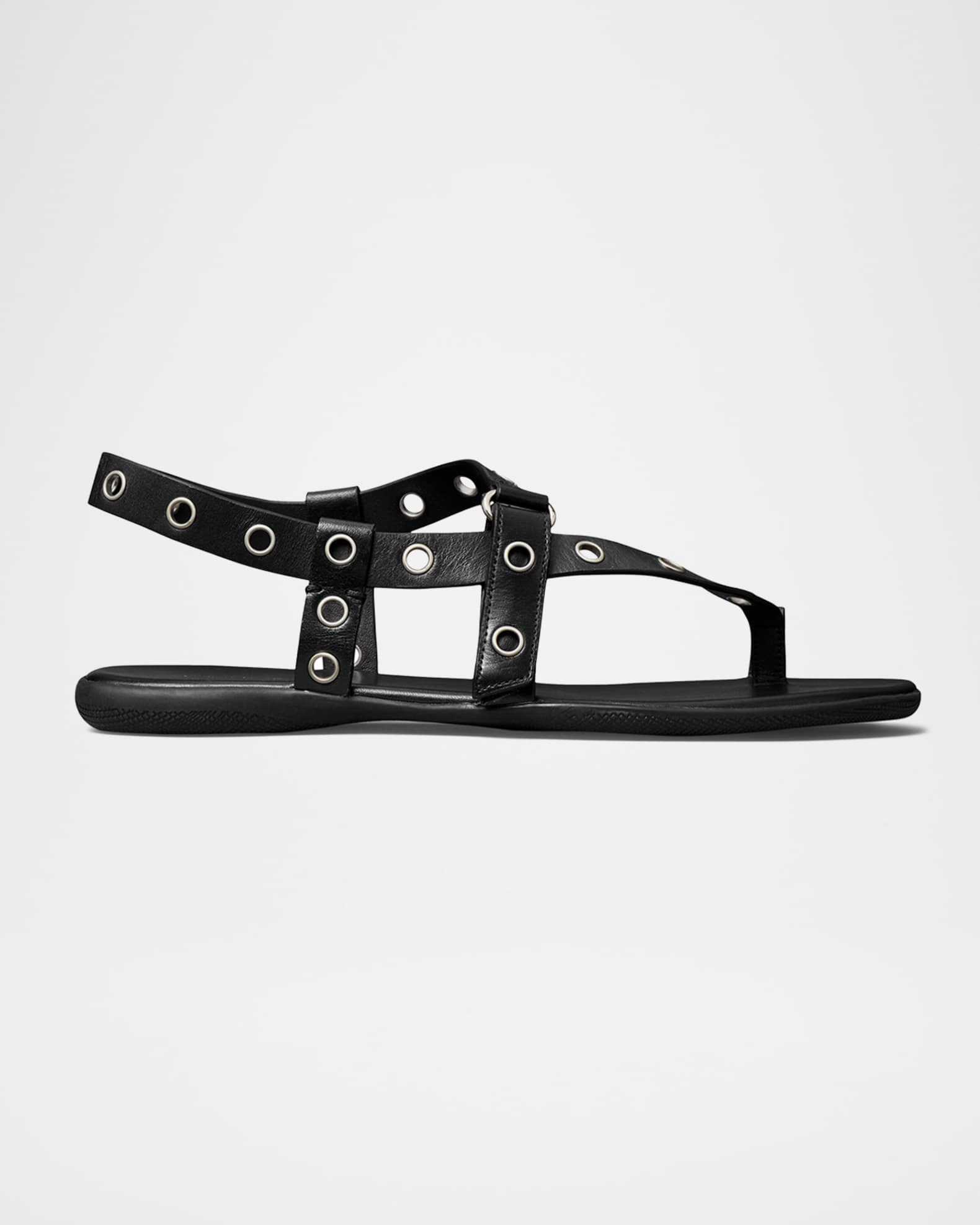 Leather Grommet Toe Ring Sandals 0