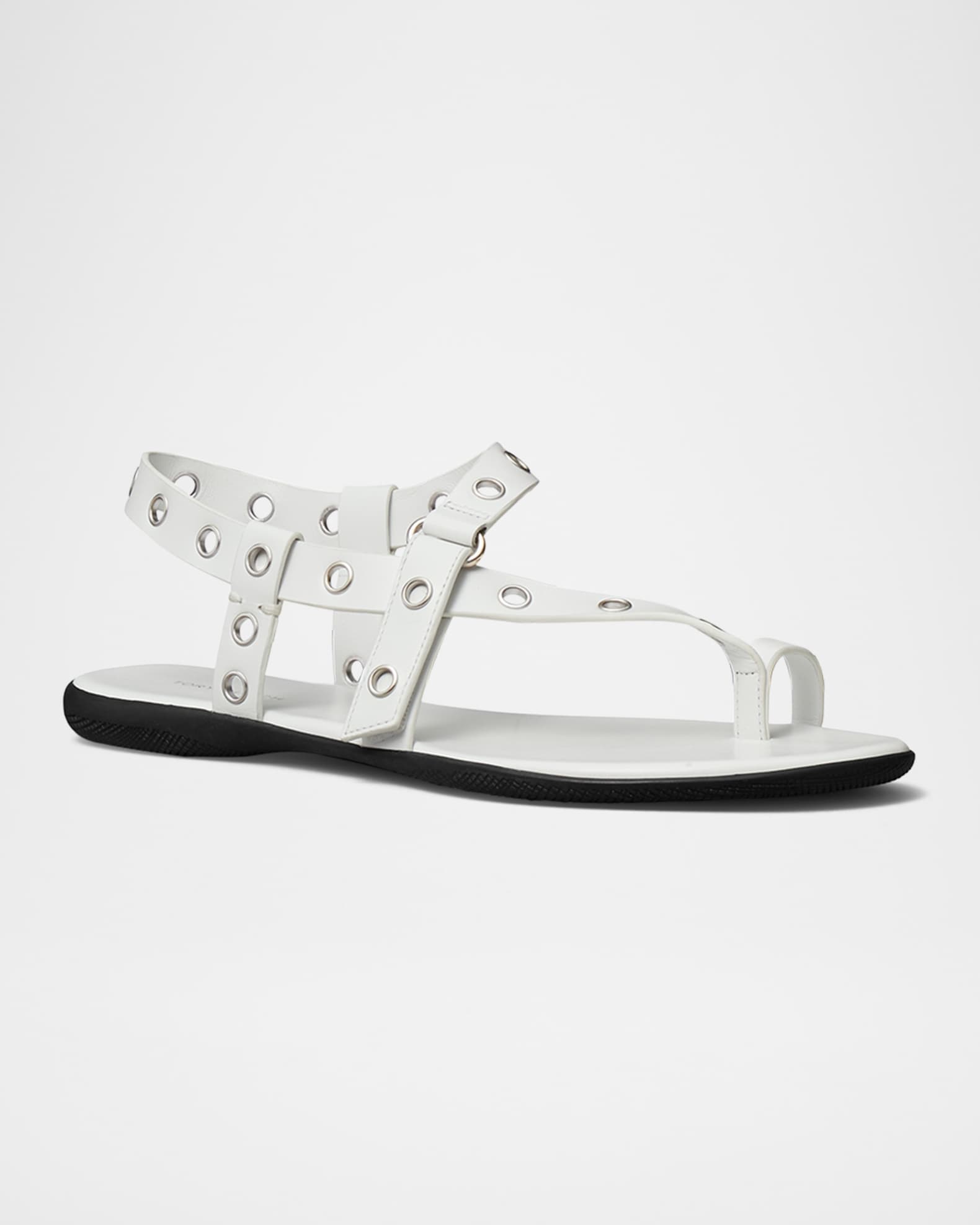 Leather Grommet Toe Ring Sandals 1