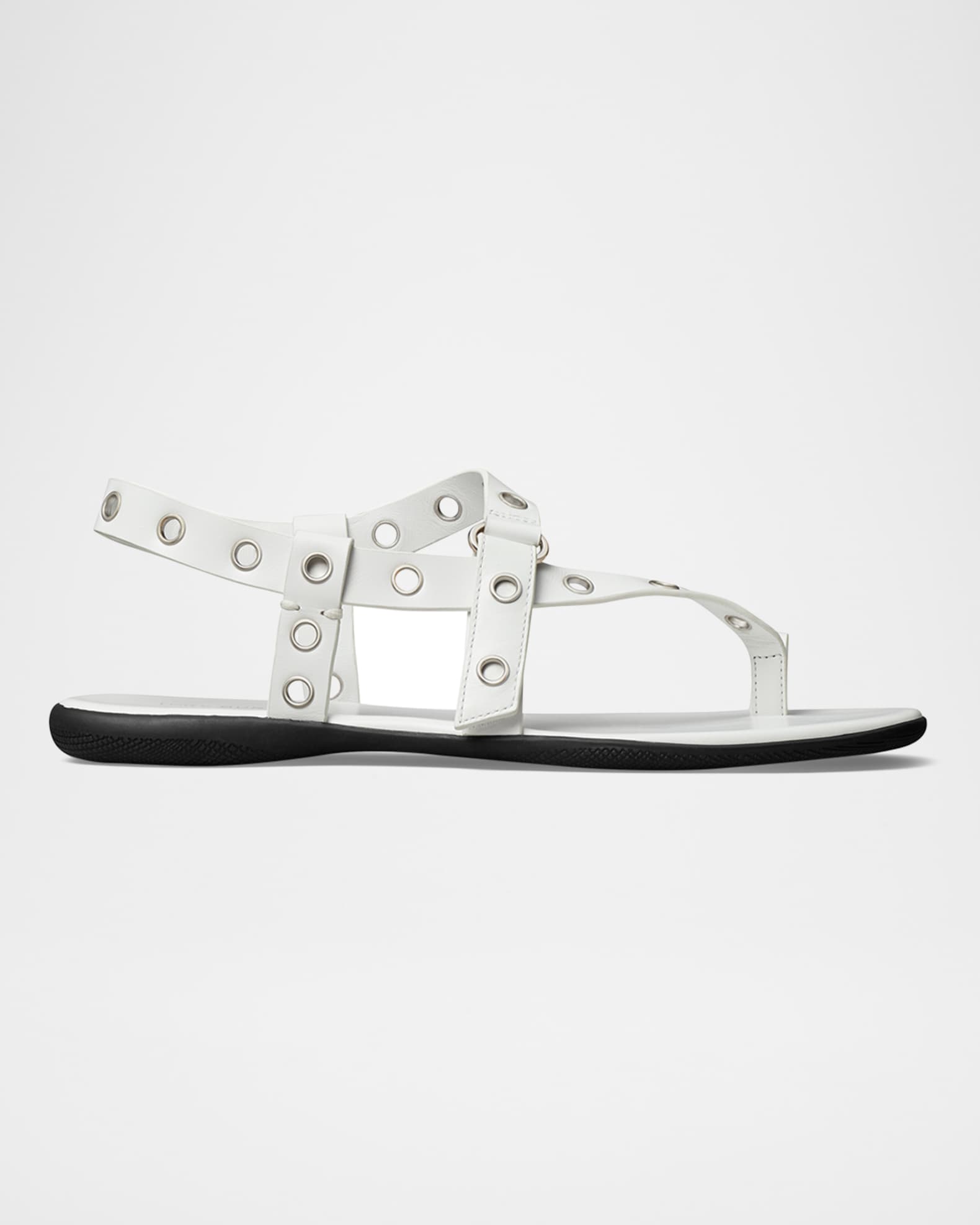 Leather Grommet Toe Ring Sandals 0