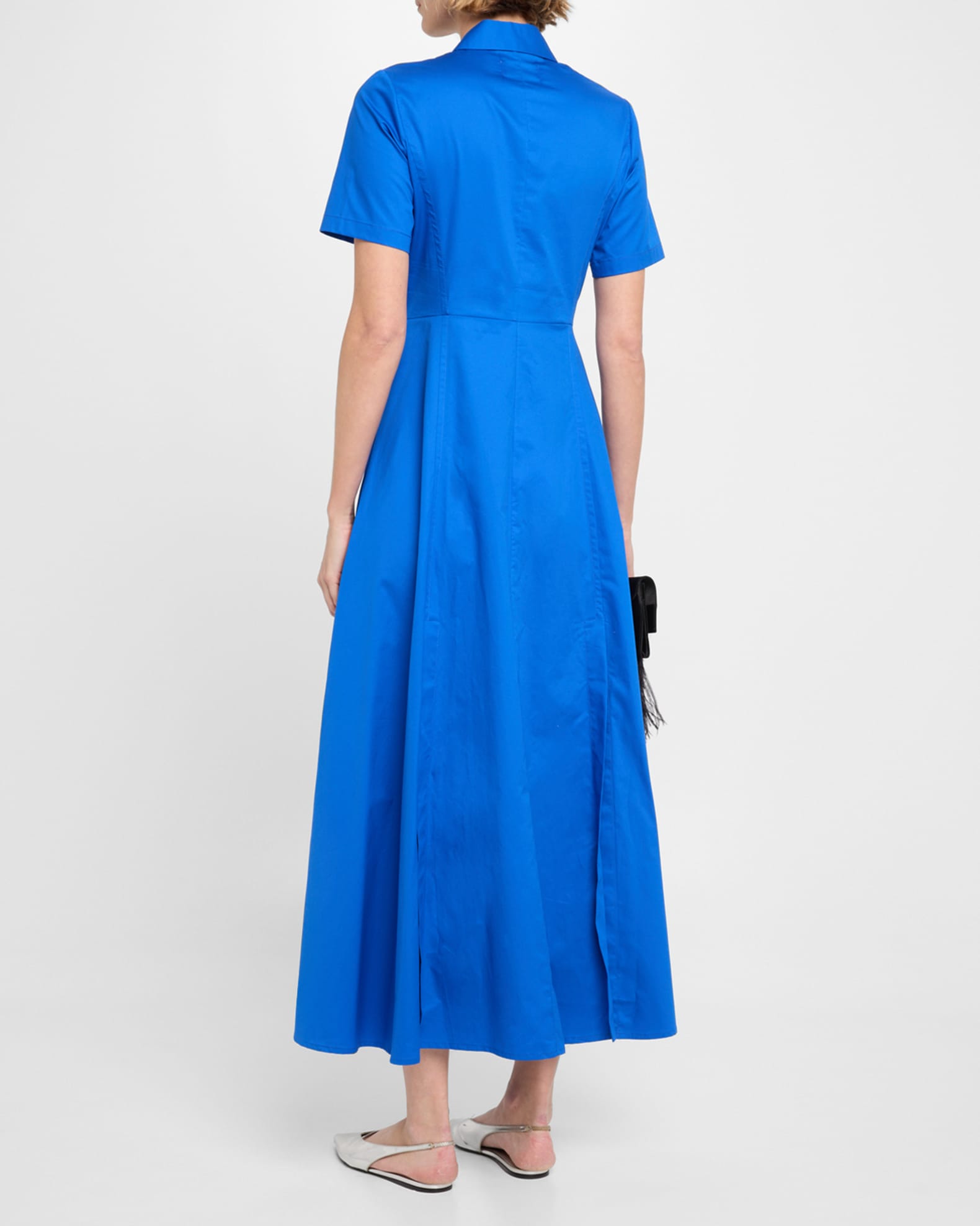 Evi Grintela Nicole Side-Slit Cotton Maxi Shirtdress, Blue, Women's, XS, Casual & Work Dresses Shirtdresses Button-Down Shirt Dresses