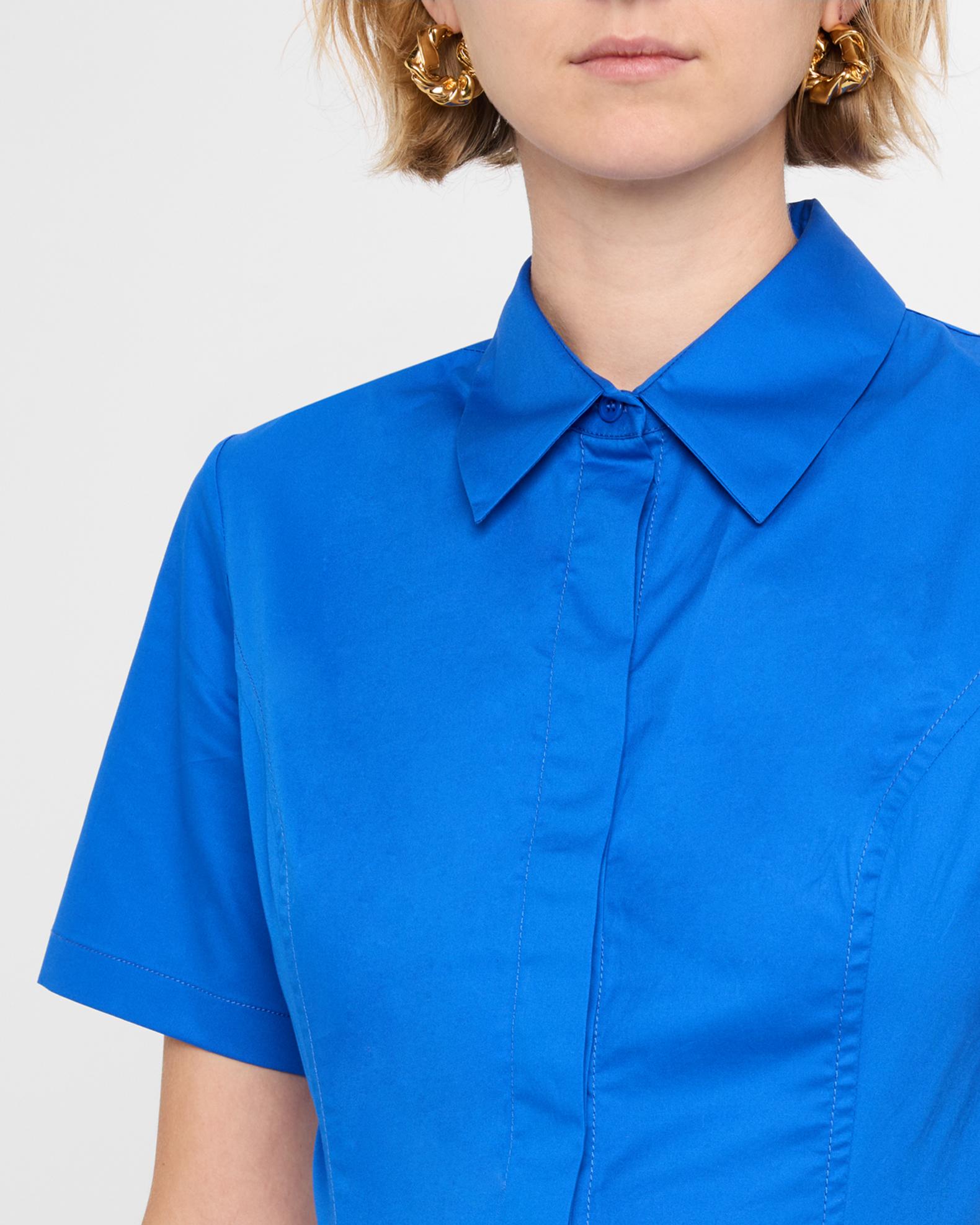 blue cotton poplin maxi shirt dress by evi grintela Blue Valerie belted ruffled striped cotton-poplin maxi dress