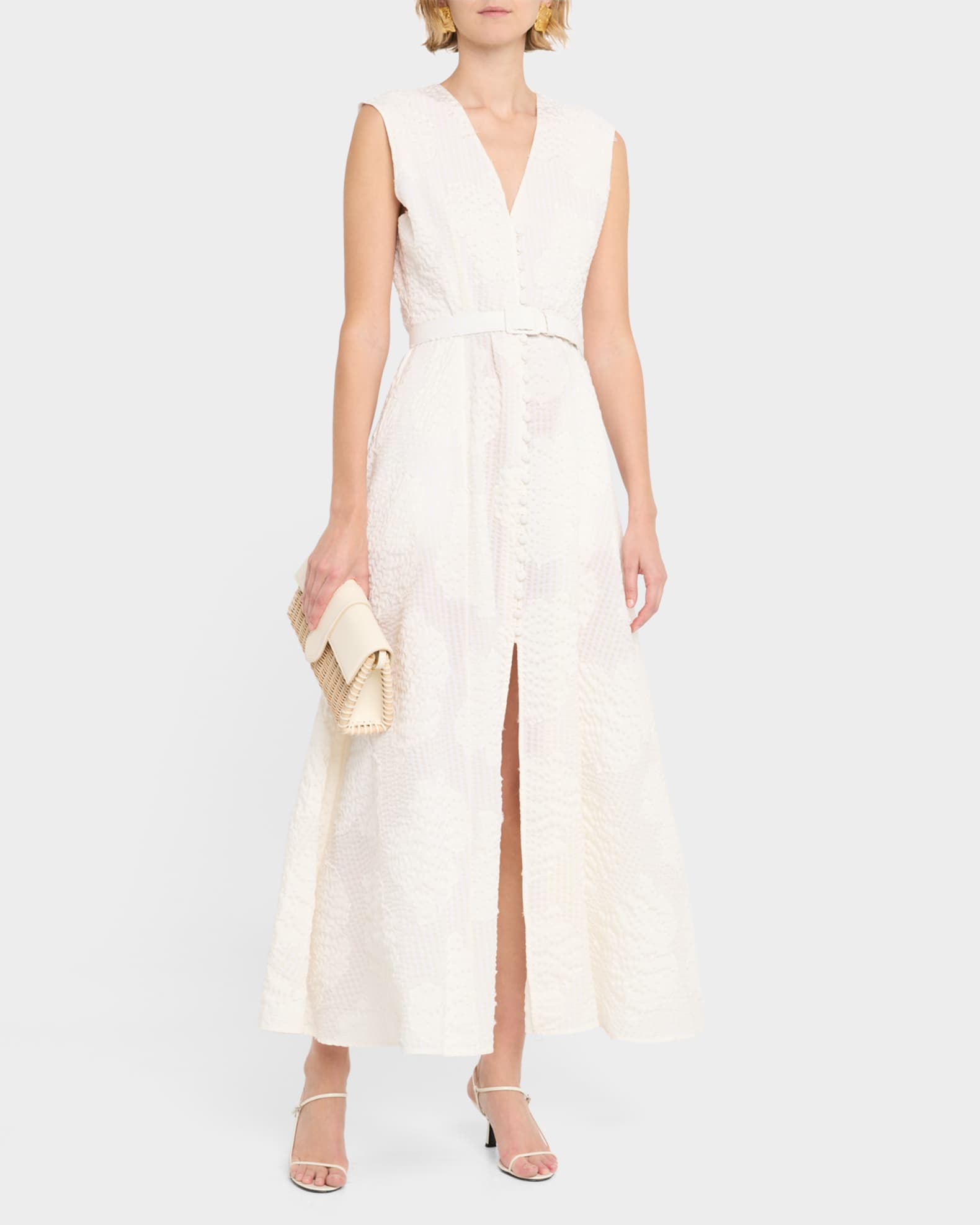 Evi Grintela Caroline Seersucker Fil Coupe Poplin Maxi Dress | Neiman Marcus