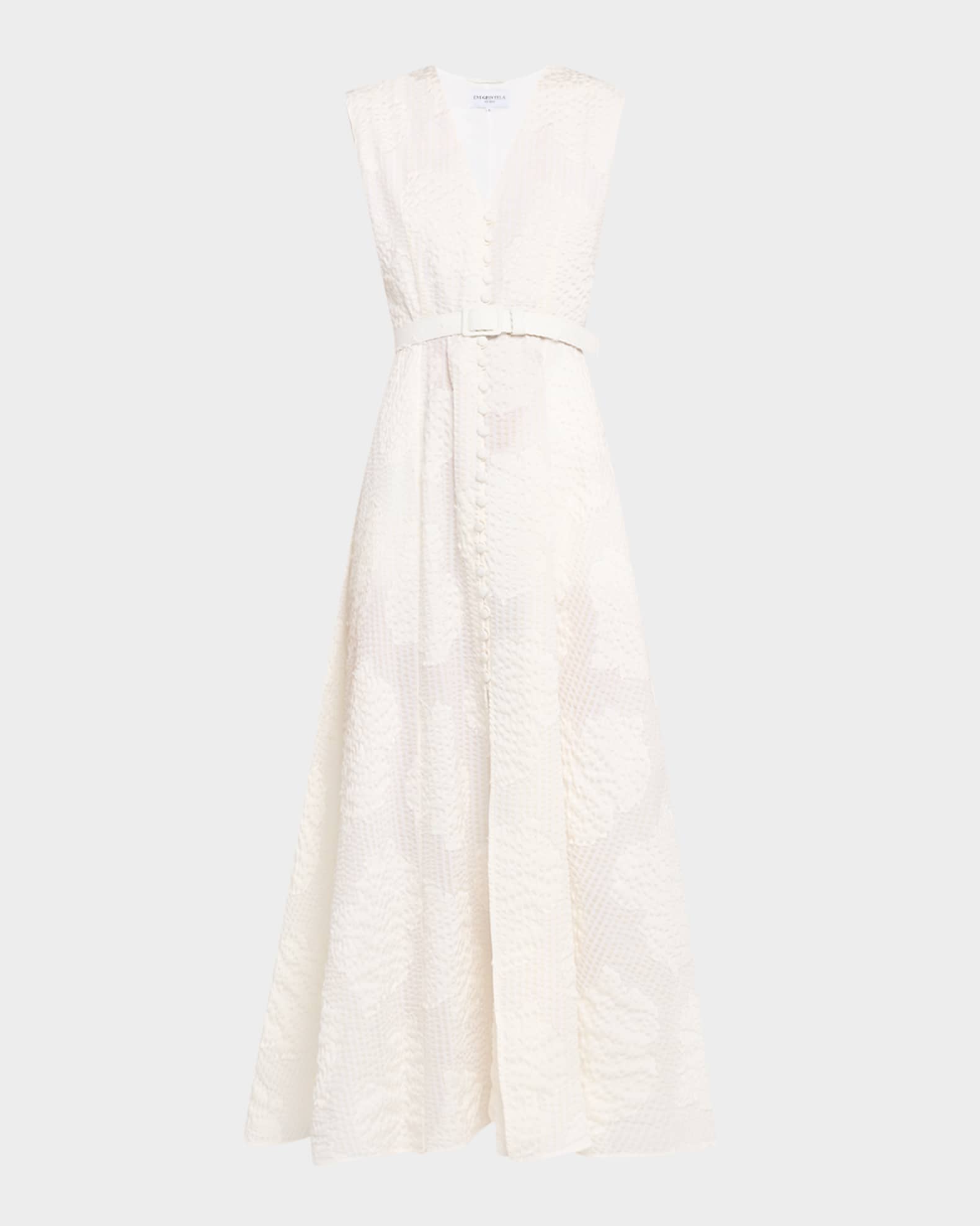 Caroline Seersucker Fil Coupe Poplin Maxi Dress 0