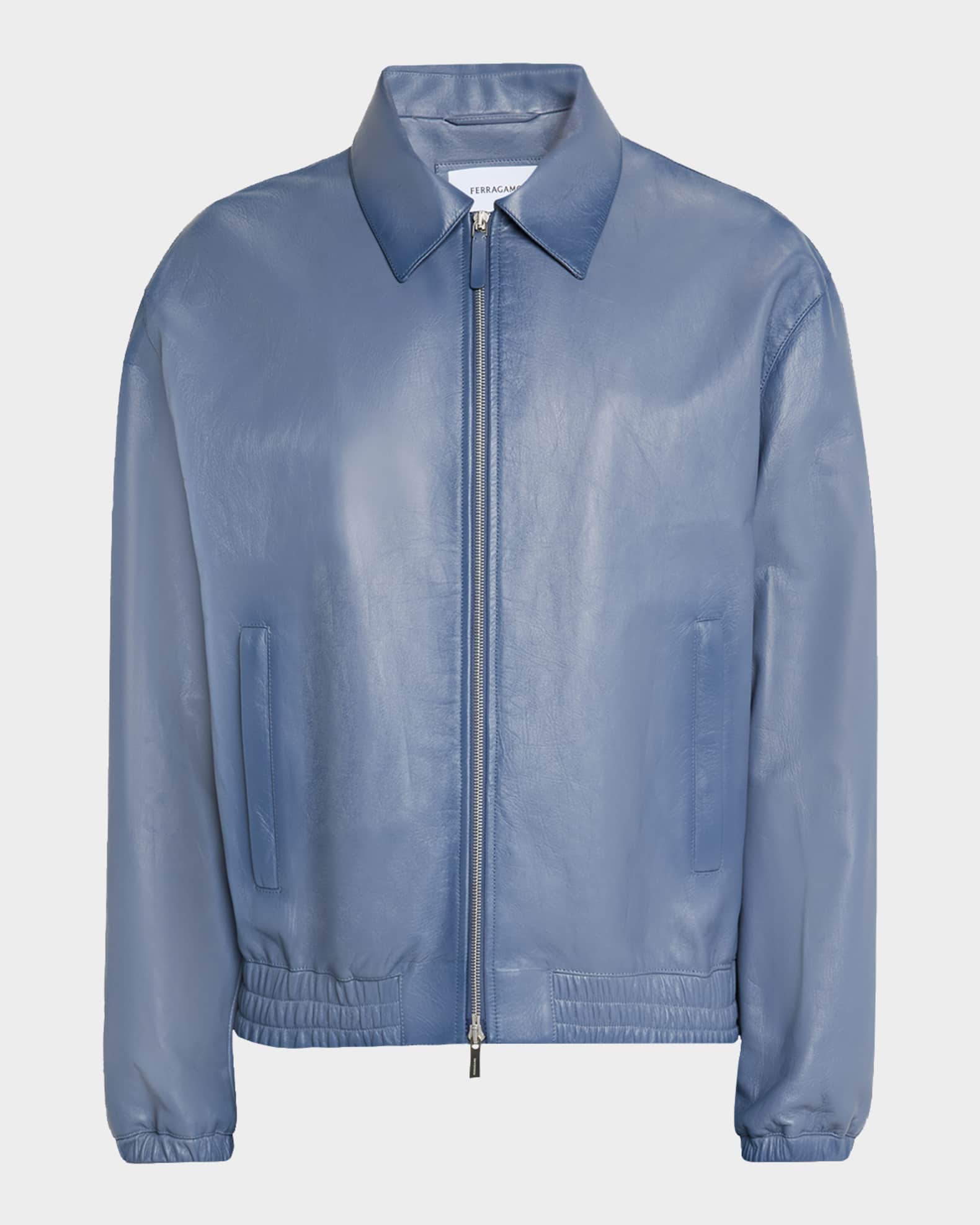 Ferragamo Men's Napa Leather Full-Zip Blouson | Neiman Marcus