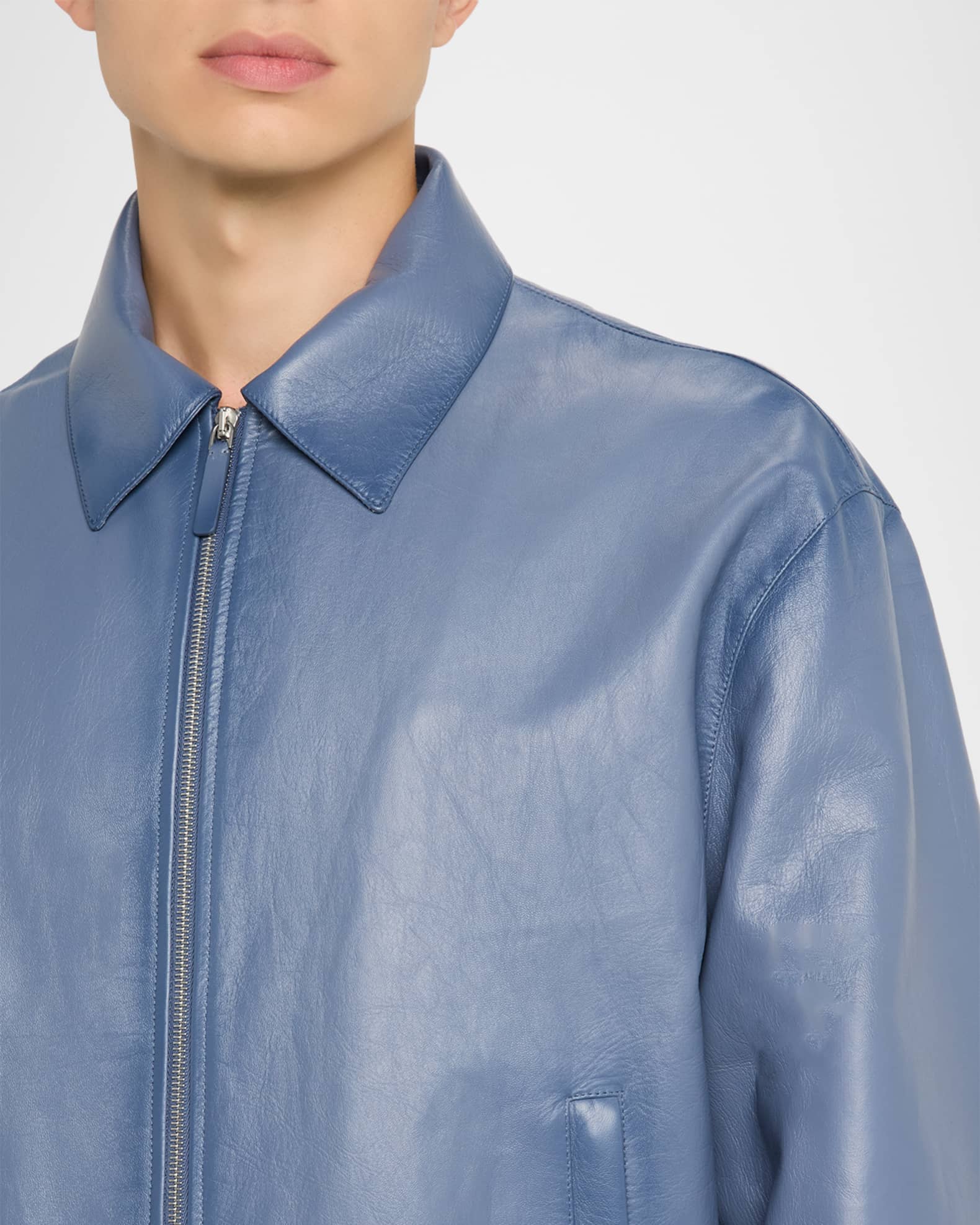 Ferragamo Men's Napa Leather Full-Zip Blouson | Neiman Marcus
