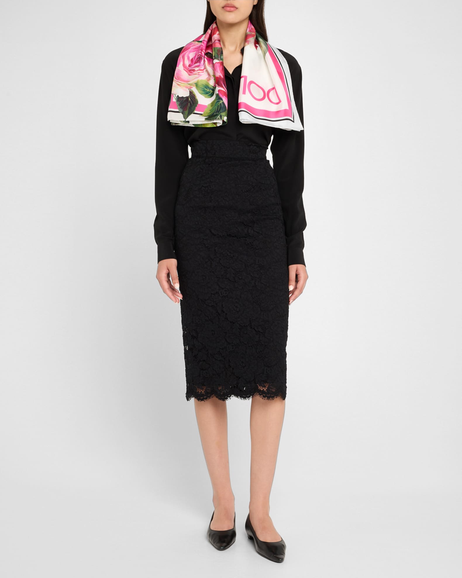 Dolce&Gabbana Floral Silk Twill Foulard Scarf | Neiman Marcus