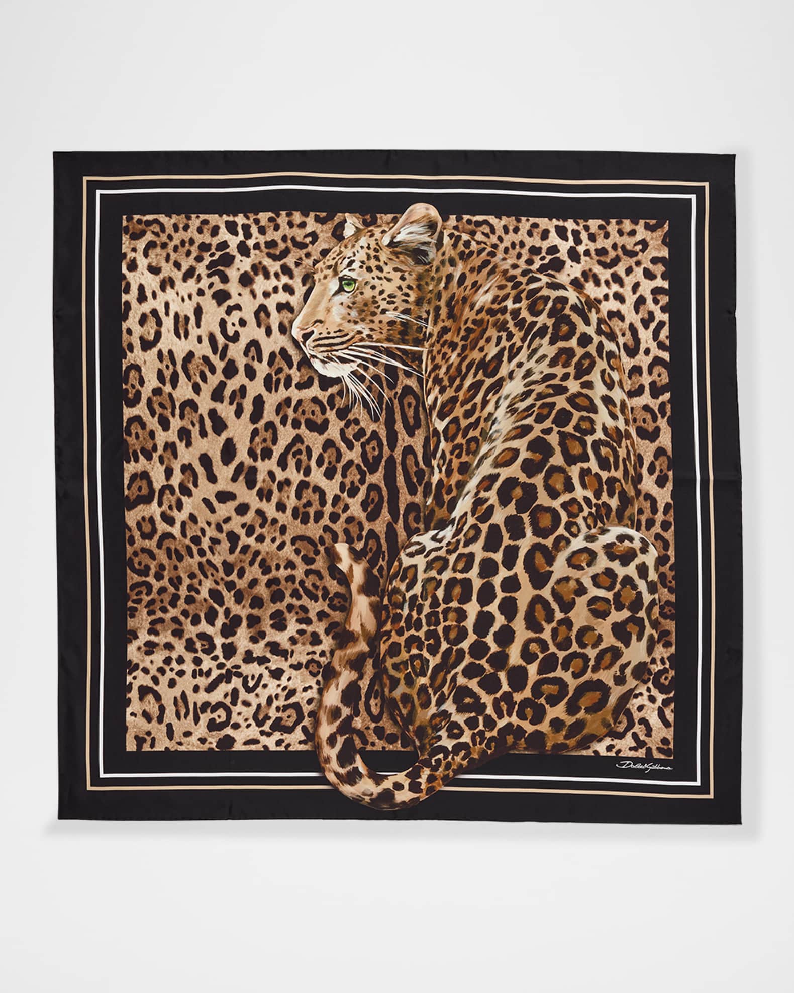 Dolce&Gabbana Leopard-Print Silk Twill Foulard Scarf | Neiman Marcus