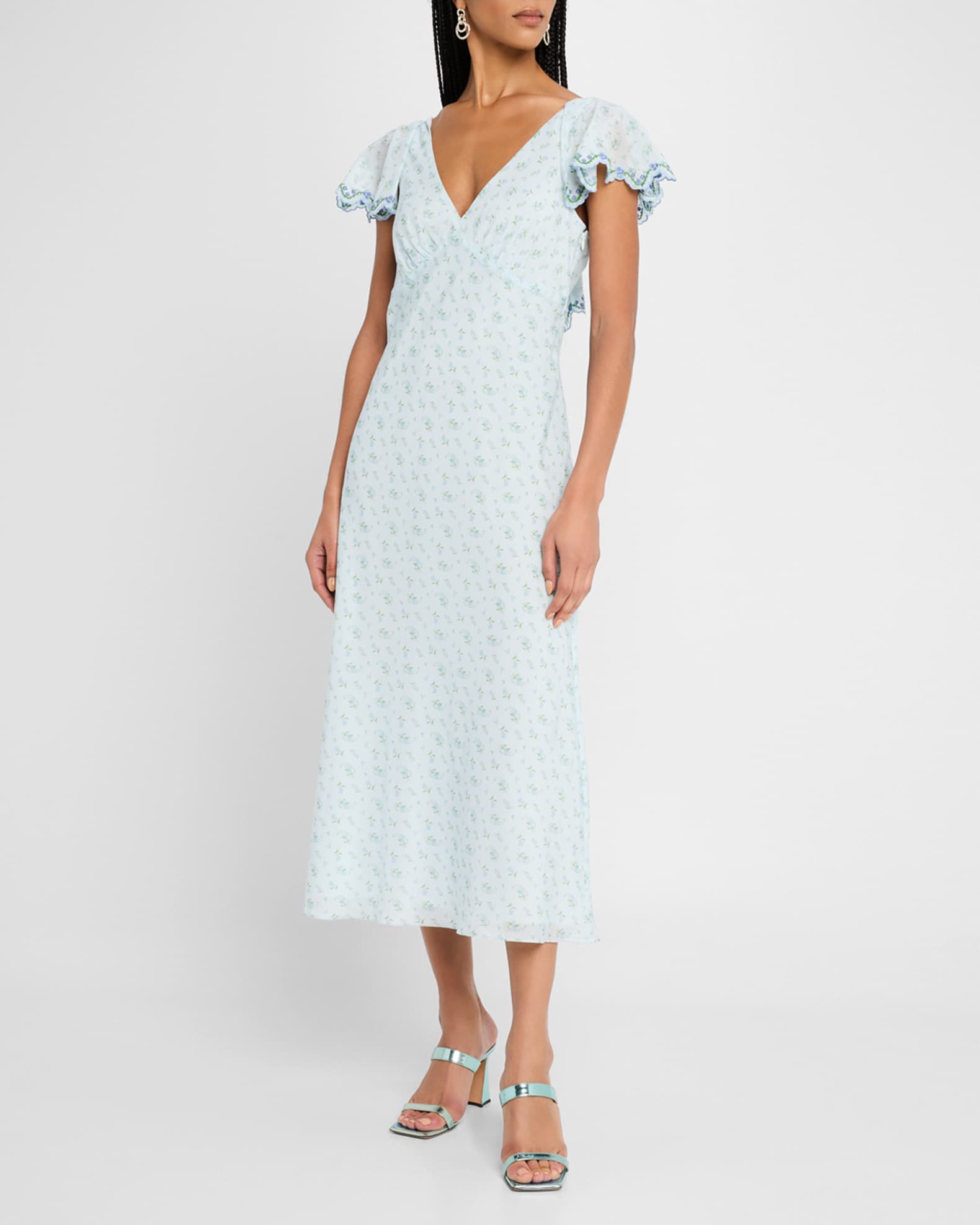 midi pastel color dress for party Fit-and-Flare Midi Dress in Cotton Organza peach / 6