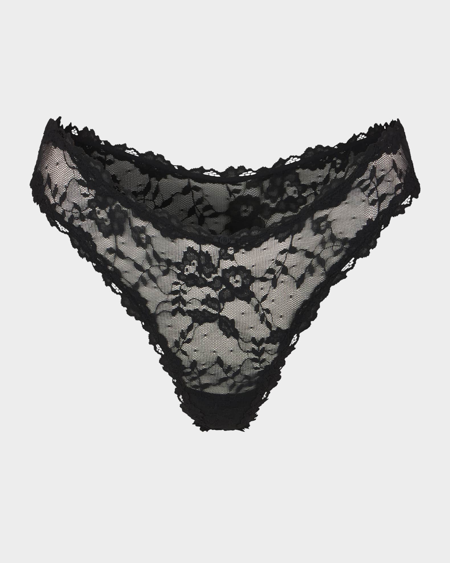 Stretch Lace Dipped Thong 0
