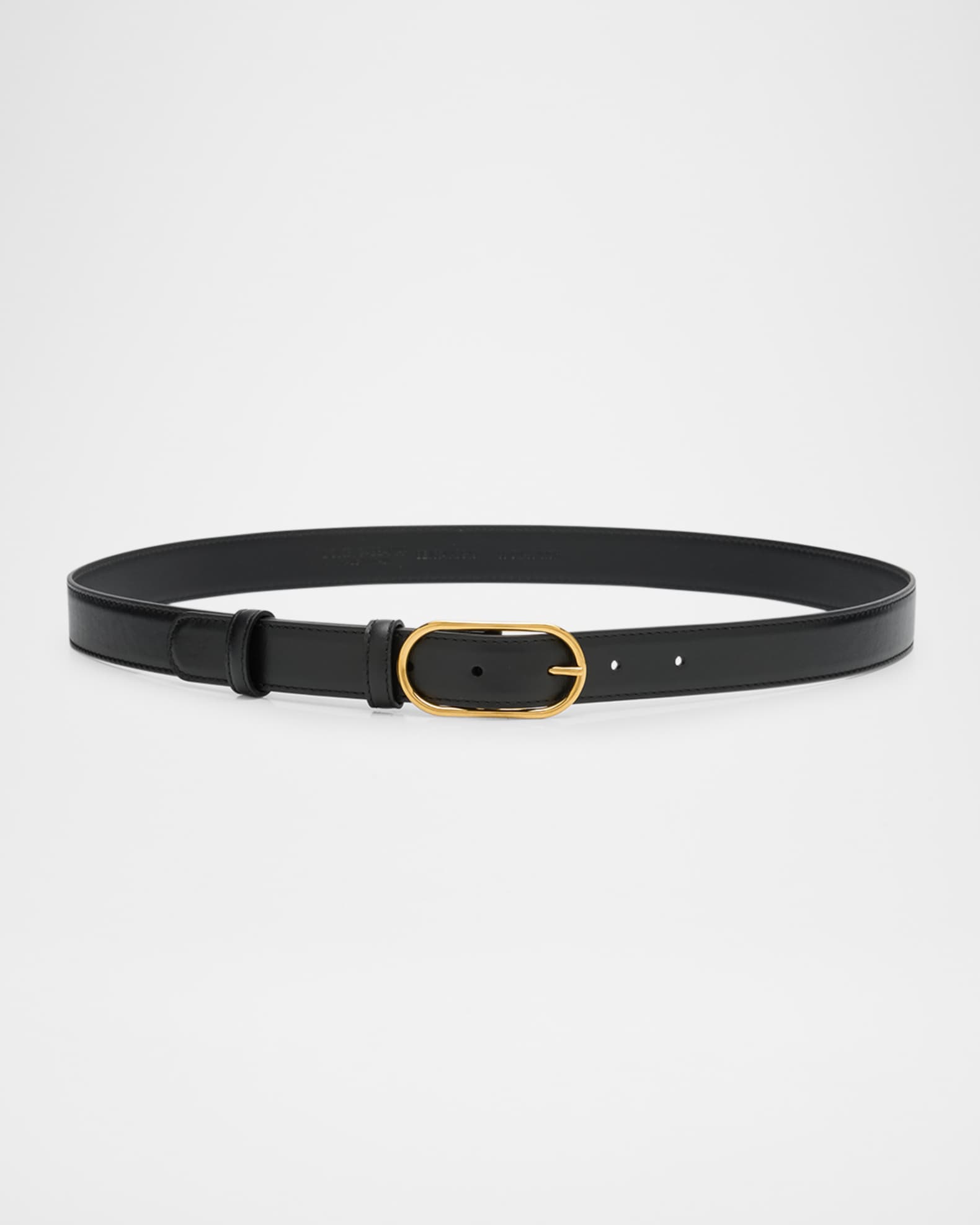 Oval Buckle Calfskin Leather Belt 0