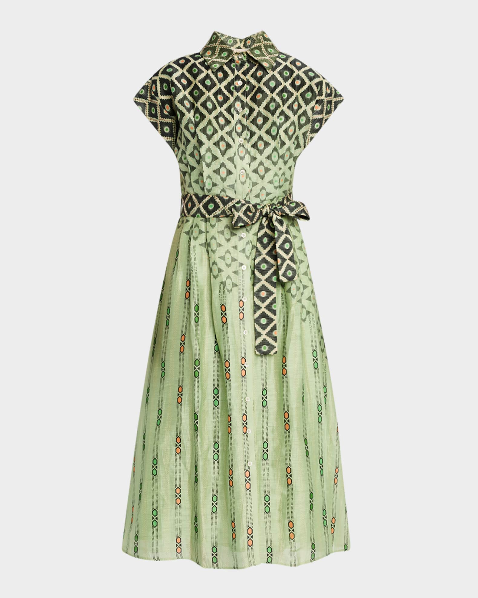 Evelina Hexahue Matcha Midi Shirtdress 0
