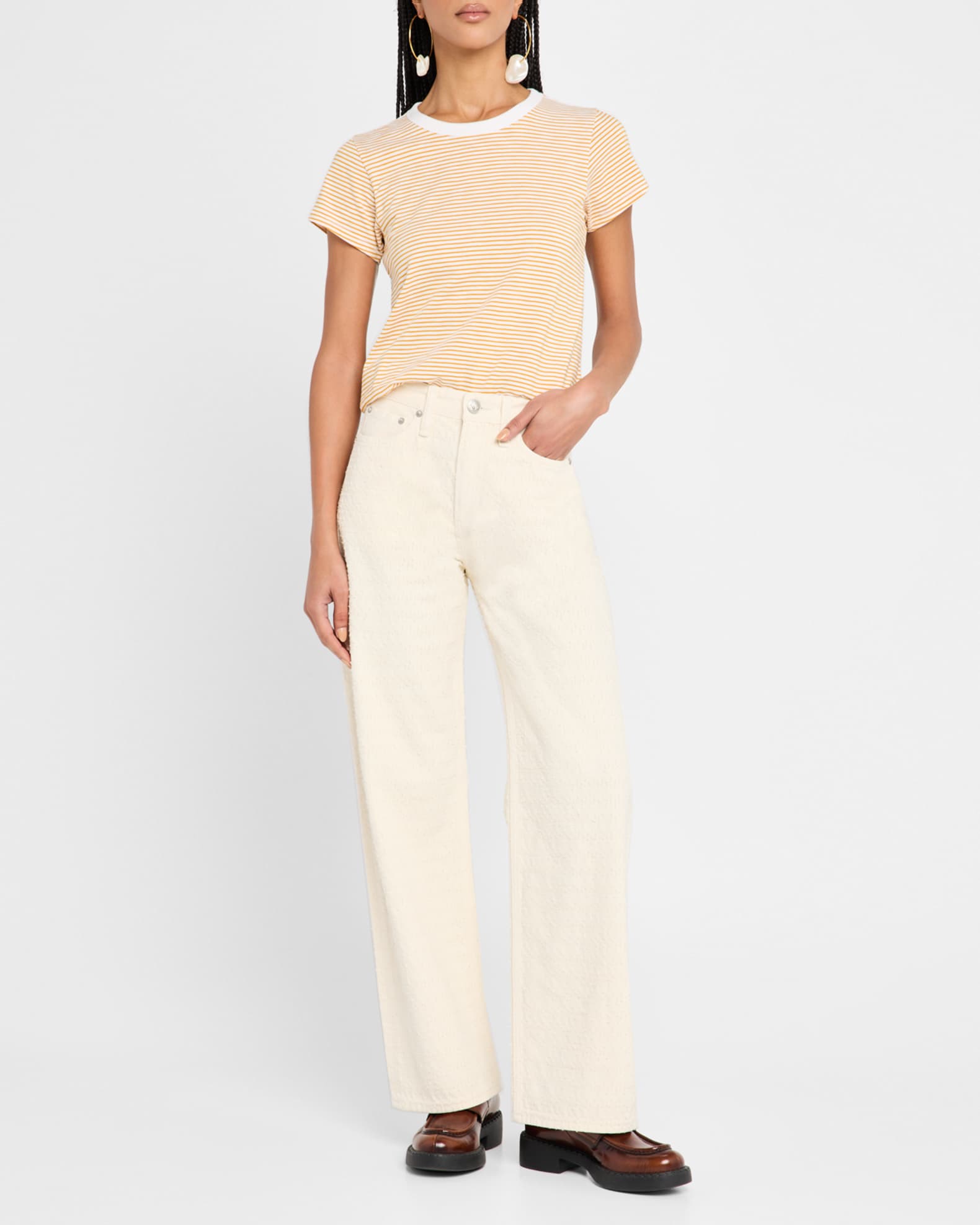 Logan Mid-Rise Wide-Leg Textured Jeans 1