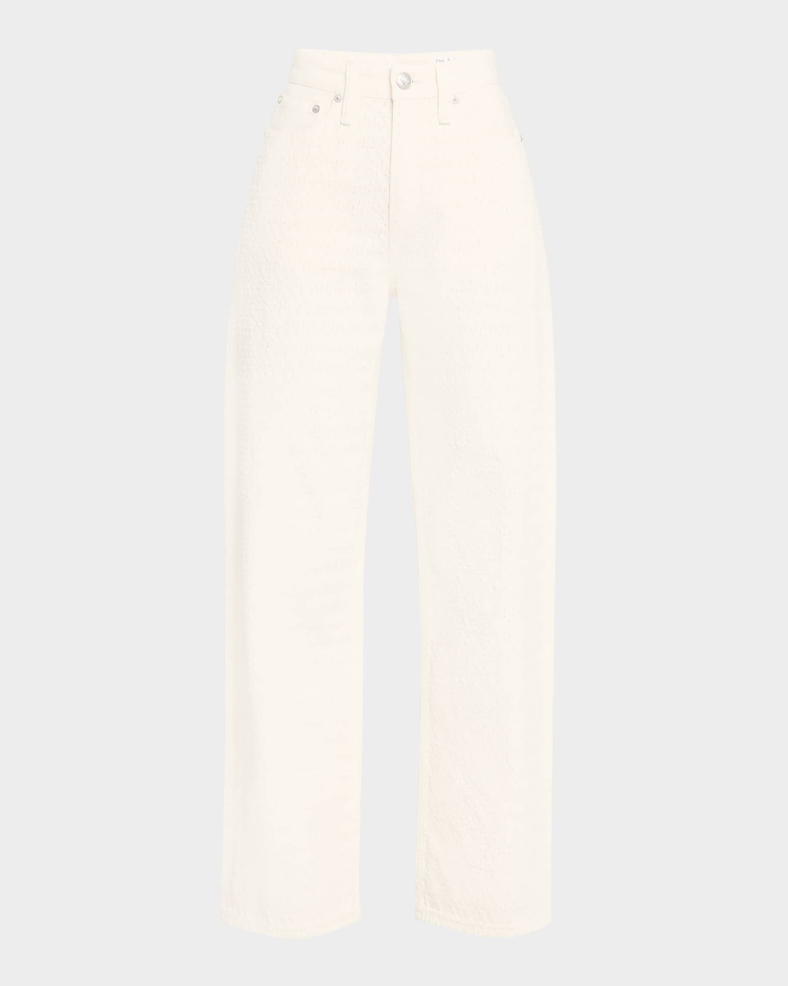 Logan Mid-Rise Wide-Leg Textured Jeans 0