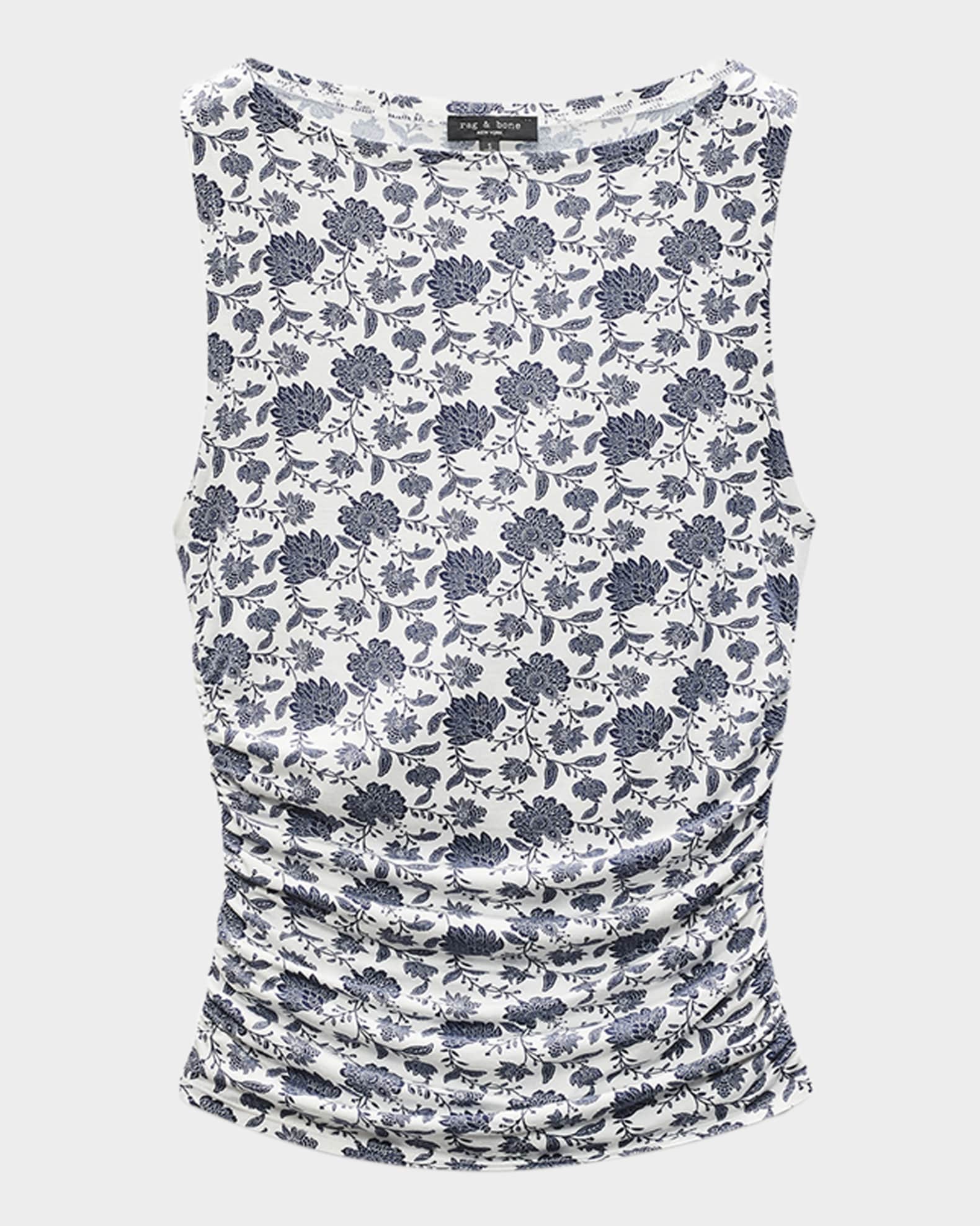 Luca Printed Shirred Tank 0
