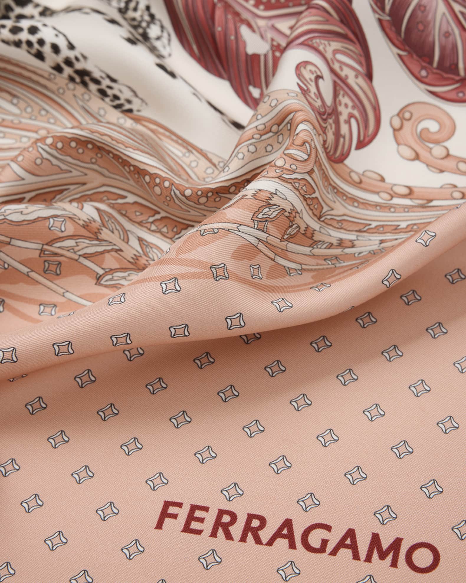 Madras 2 Rosso Bordeaux Print Silk Foulard Scarf 1