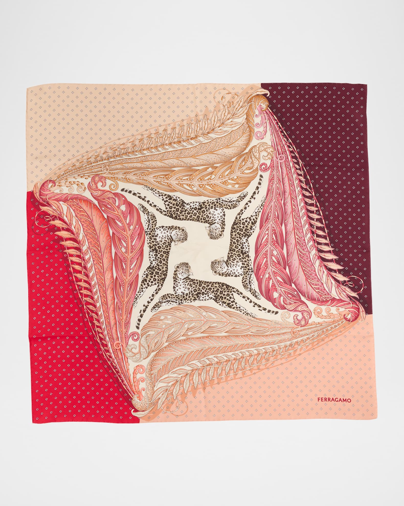 Madras 2 Rosso Bordeaux Print Silk Foulard Scarf 0