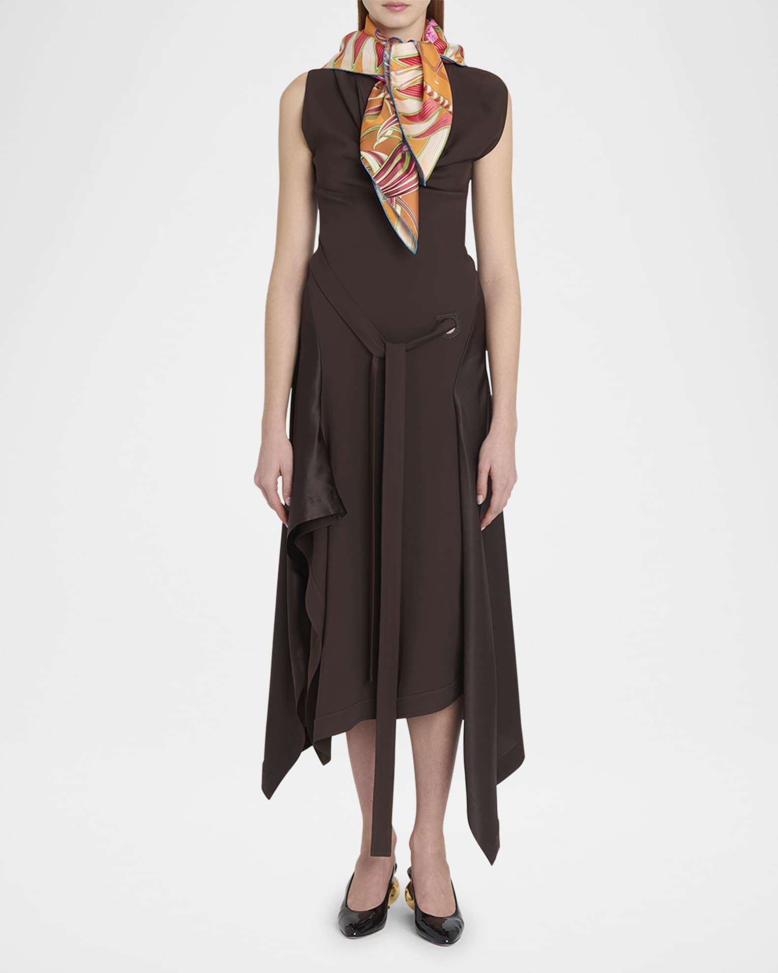 Giadafly Arancio Print Silk Foulard Scarf 1