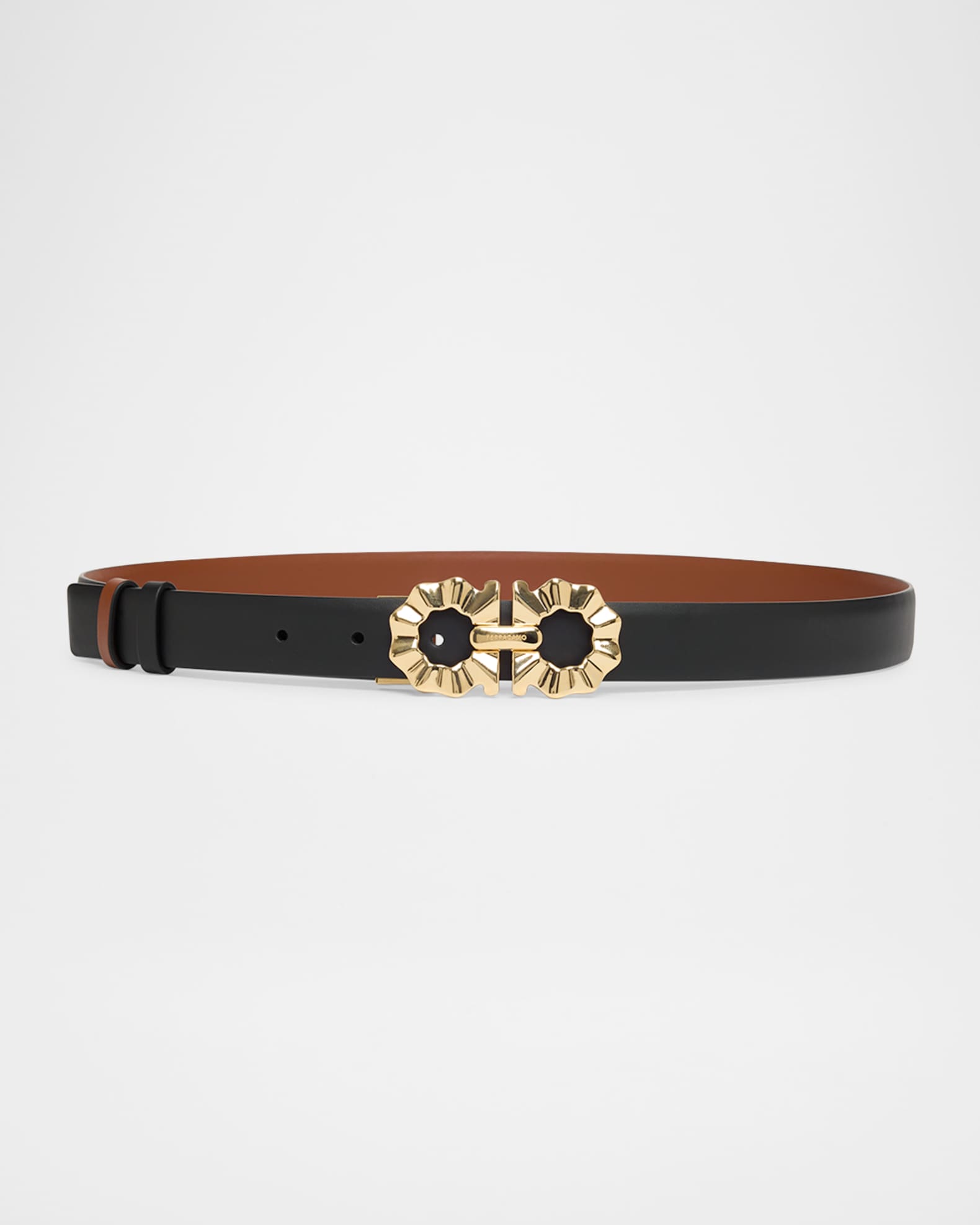 Donna Gancini Smooth Calfskin Leather Belt 0