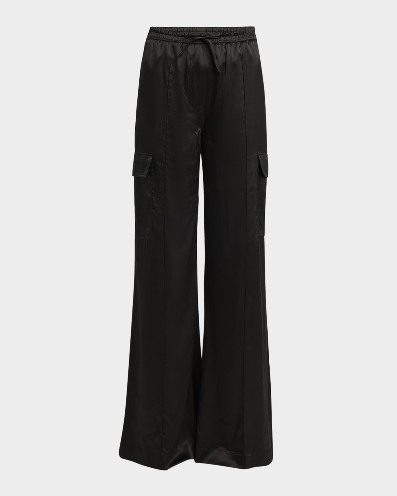 Stretch Silk Wide-Leg Cargo Pajama Pants 0