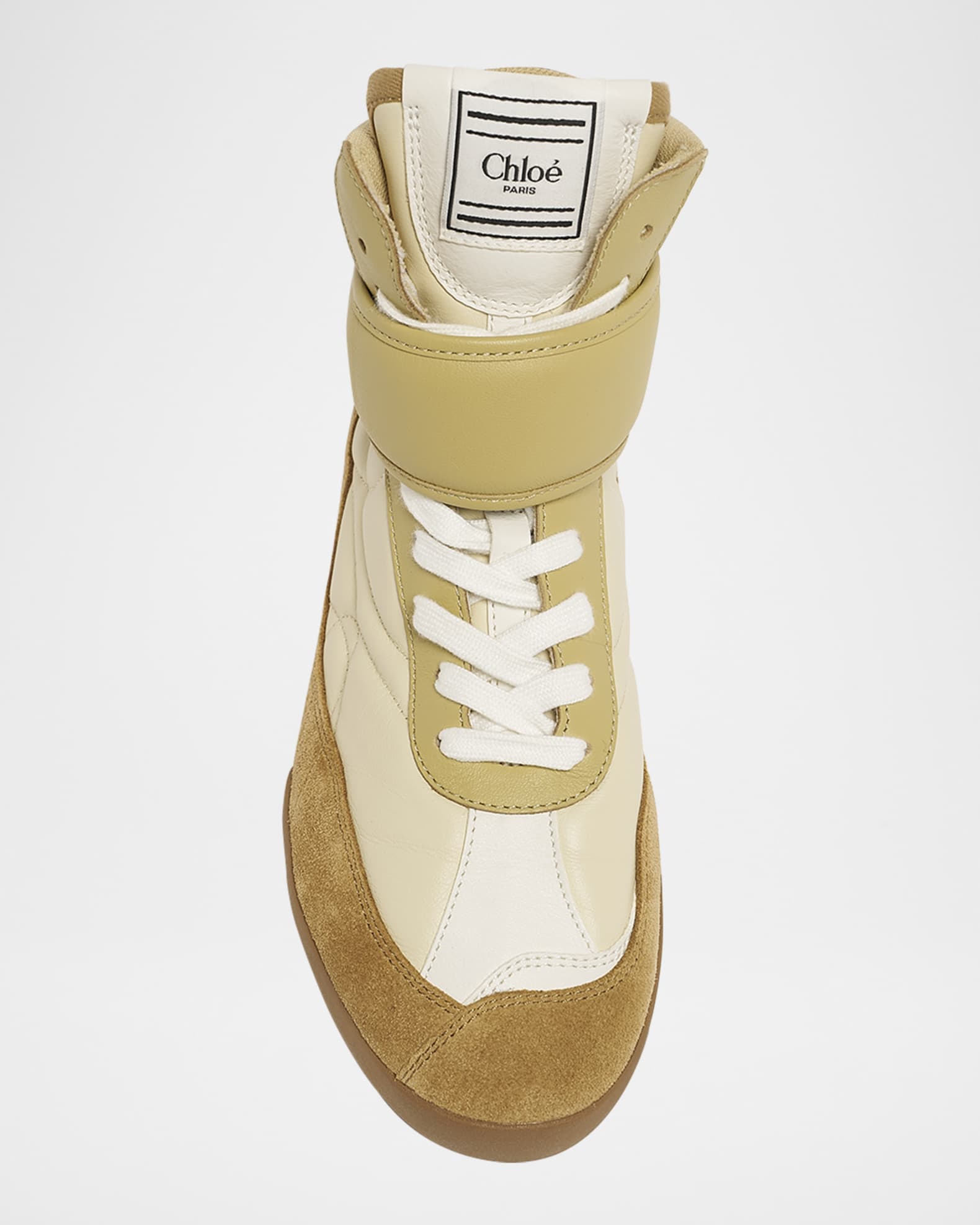 スニーカー CHLOE' Chloe kick high top sneakers Bianco CHLOÉ Kick suede, mesh and leather high-top sneakers | NET-A