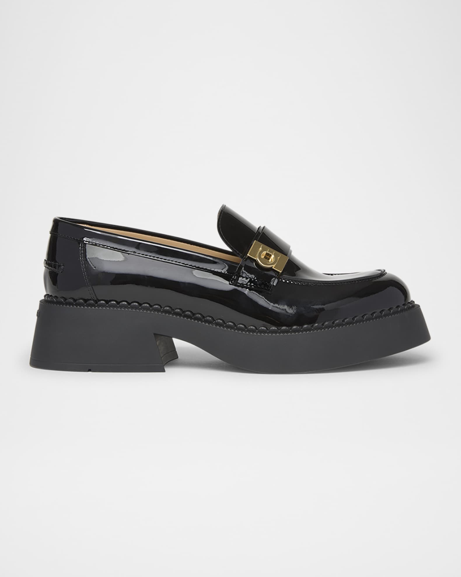 Caminia Patent Gancini Chunky Loafers 0