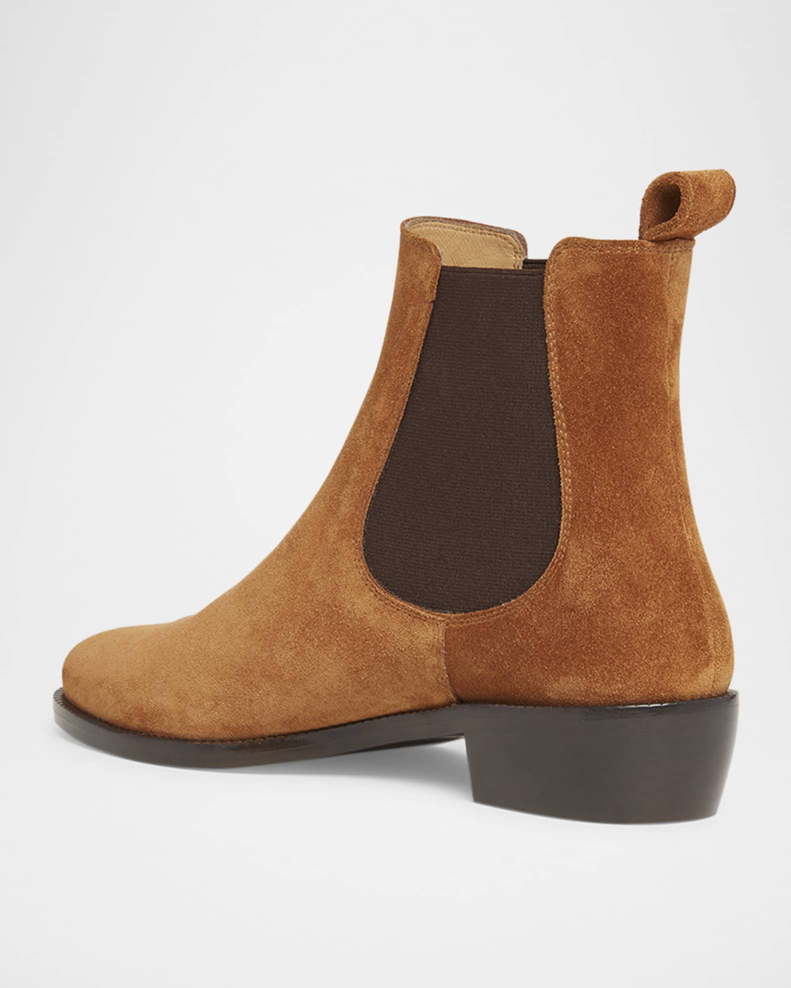 Suede Metal-Strap Chelsea Booties 1