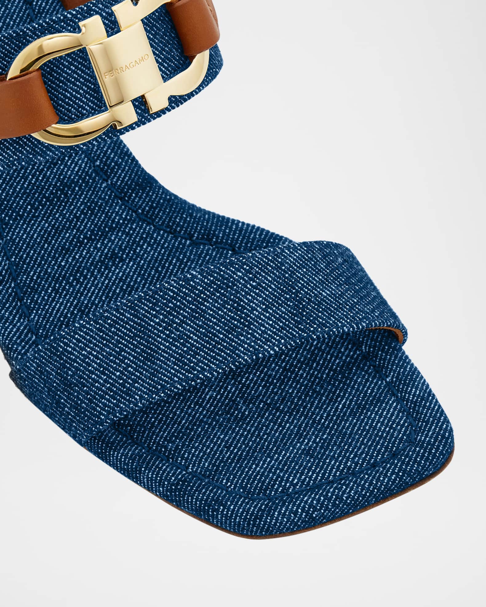 Ferragamo Lou Denim Gancio Slingback Sandals | Neiman Marcus