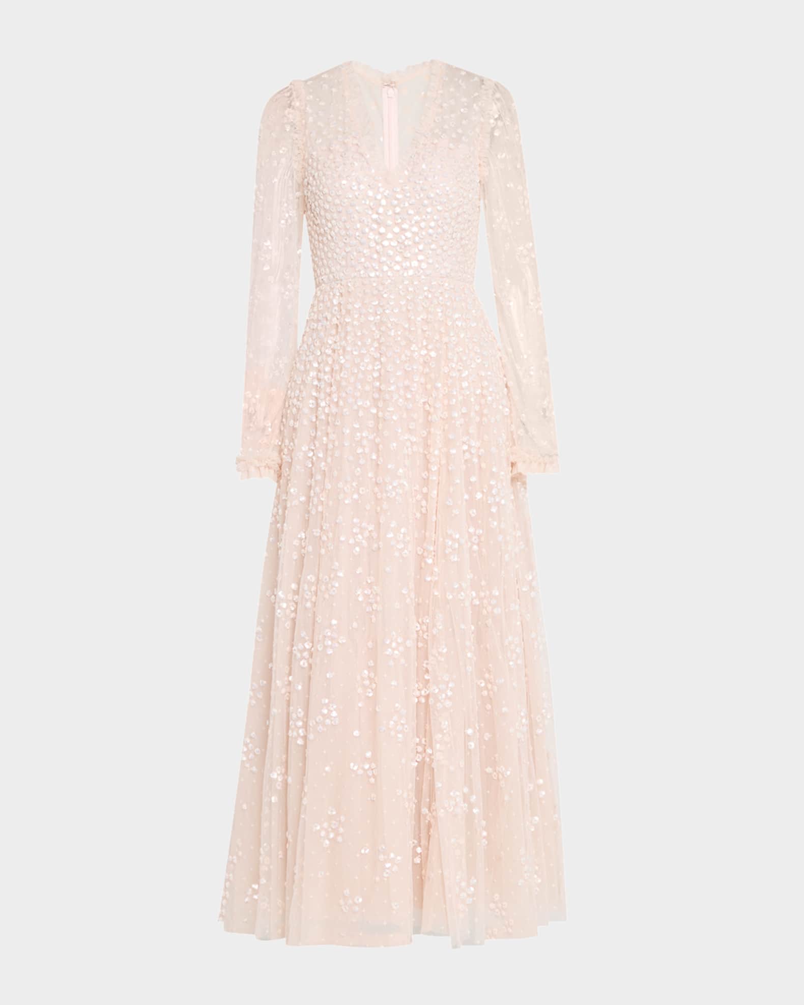ワンピース NEEDLE & THREAD Tulle long dress with all-over sequins Rosa Needle & Thread Leila Sequin Dot Tulle Ankle Gown | Neiman