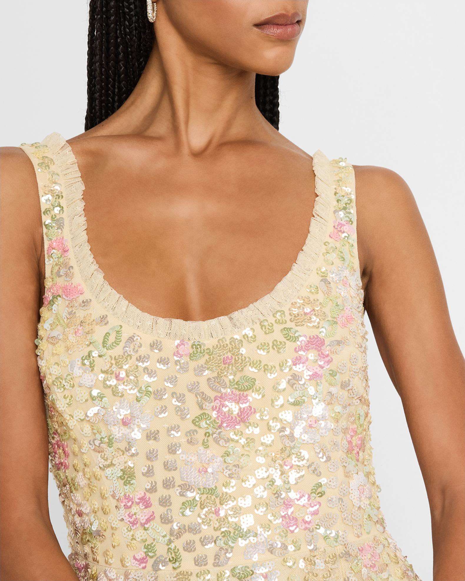needle & thread delphine sequin ballerina dress Needle & Thread Confetti Floral Sequin Ballerina Maxi Dress
