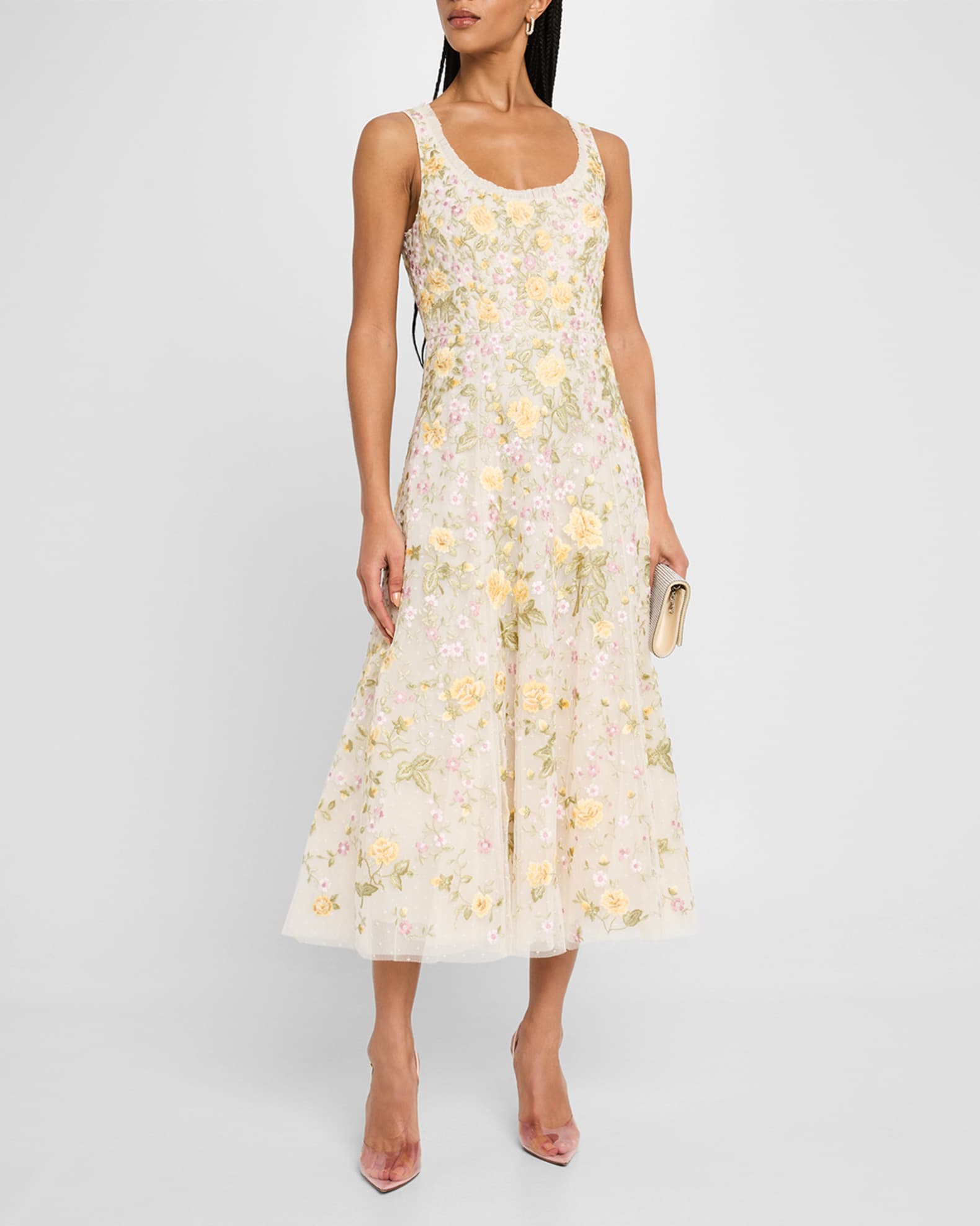 Embroidered Florine Scoop-Neck Ballerina Dress 1