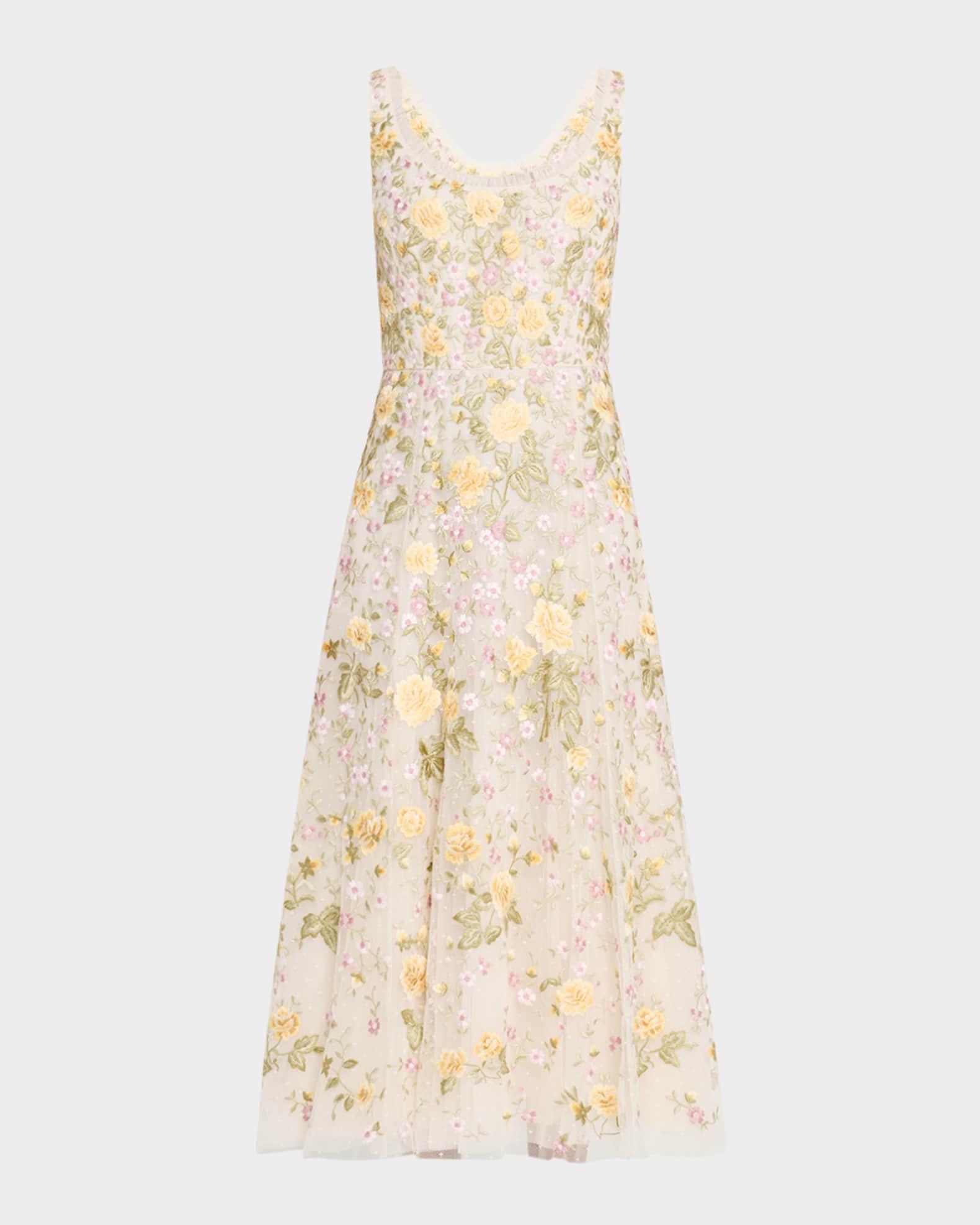 Embroidered Florine Scoop-Neck Ballerina Dress 0