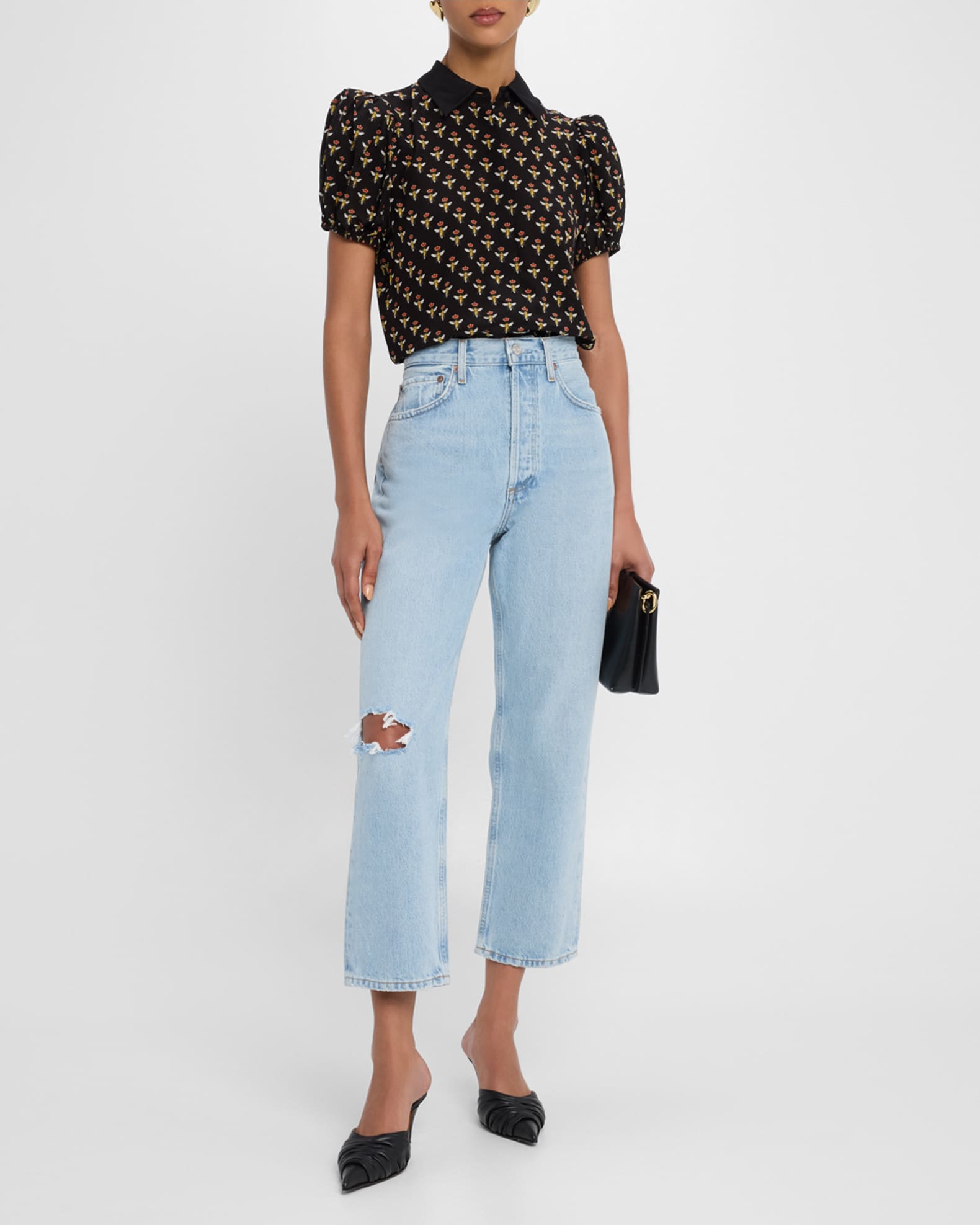 90's Crop Mid-Rise Loose Straight Jeans 1