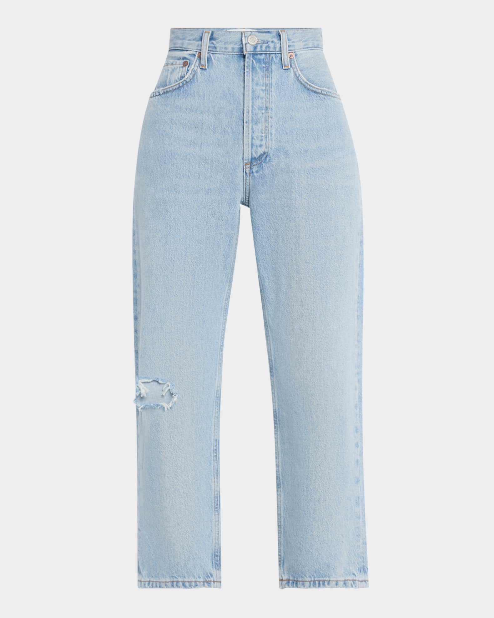 90's Crop Mid-Rise Loose Straight Jeans 0