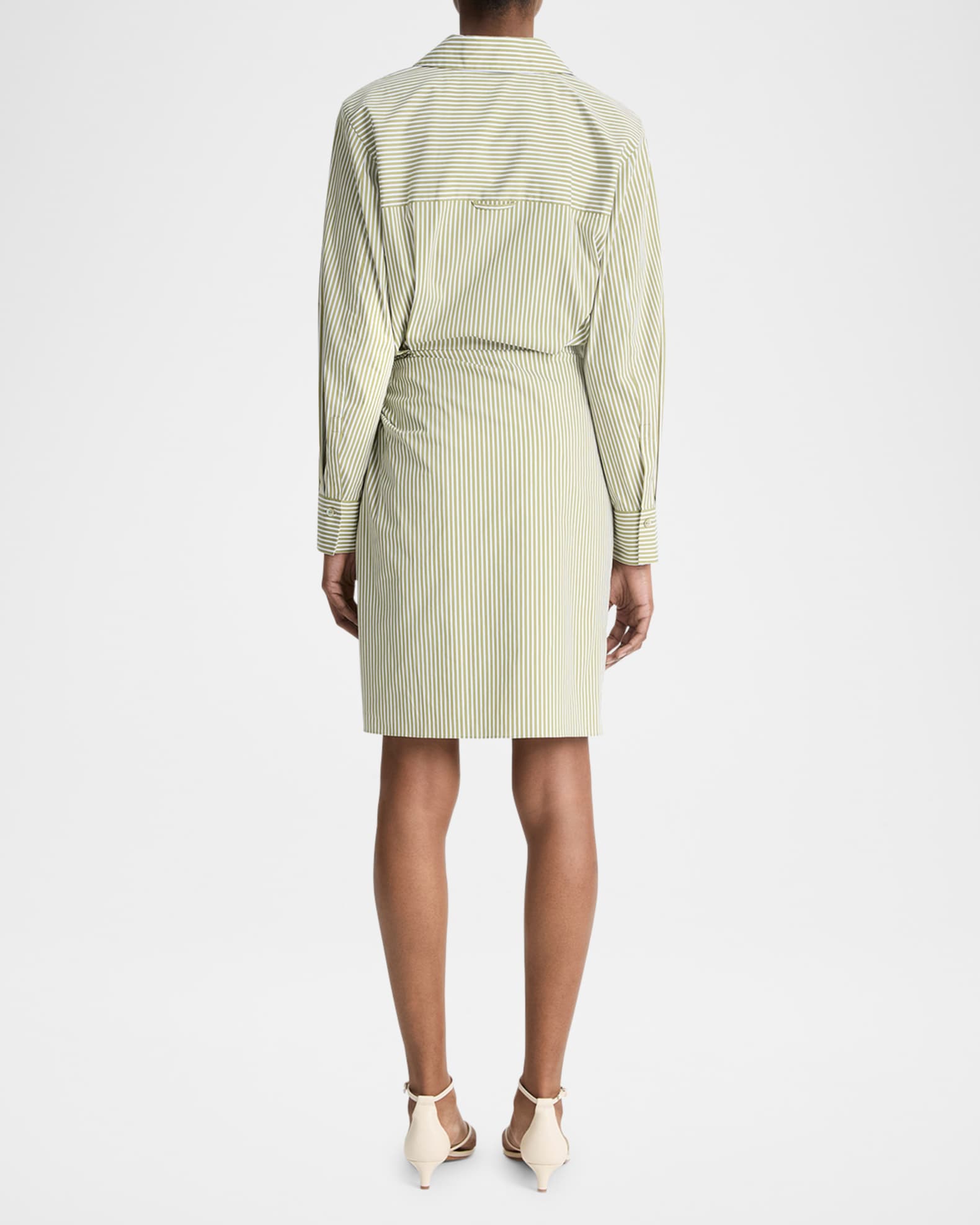 Furrow-Stripe Long-Sleeve Wrap Dress 1