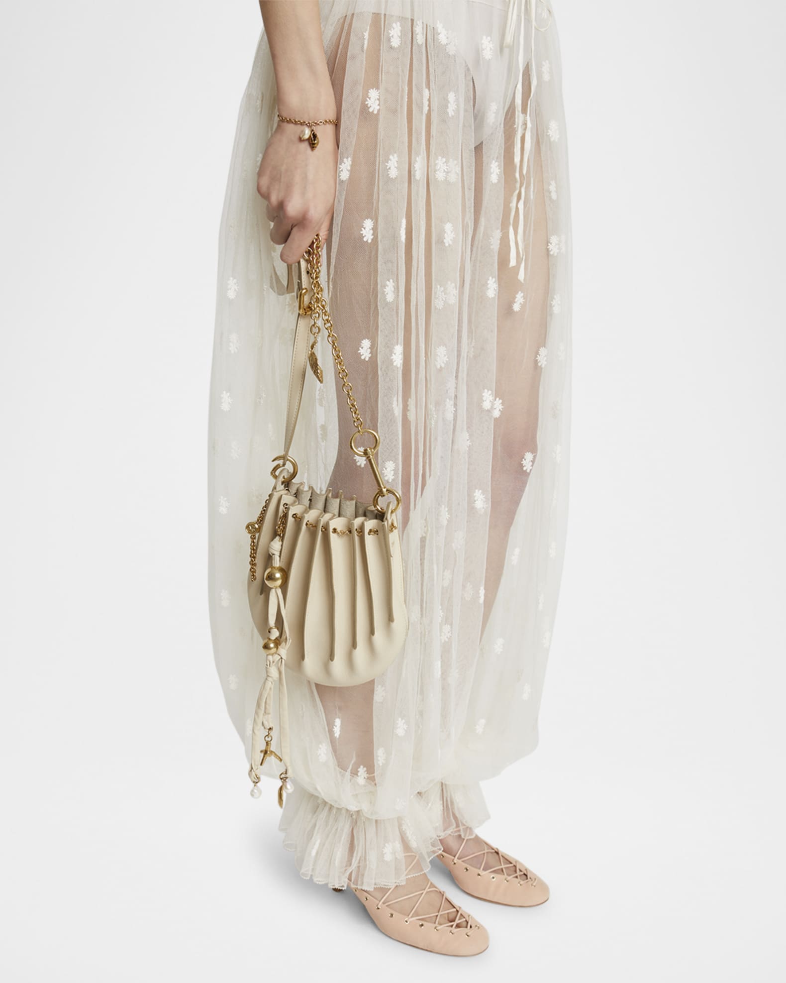 Chloe Sea Treasures Pleated Crossbody Bag in Leather