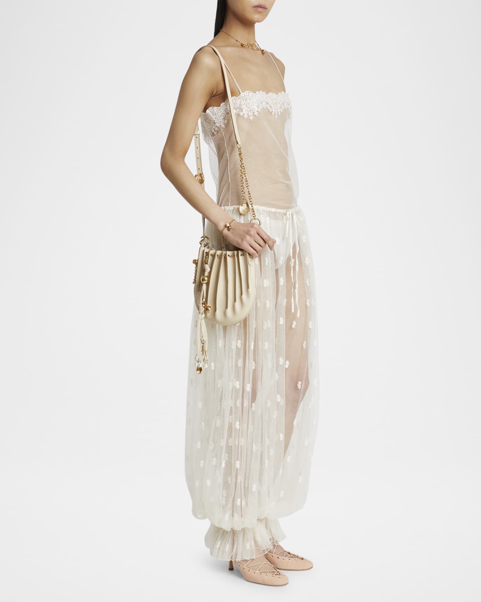 Chloe Sea Treasures Pleated Crossbody Bag in Leather