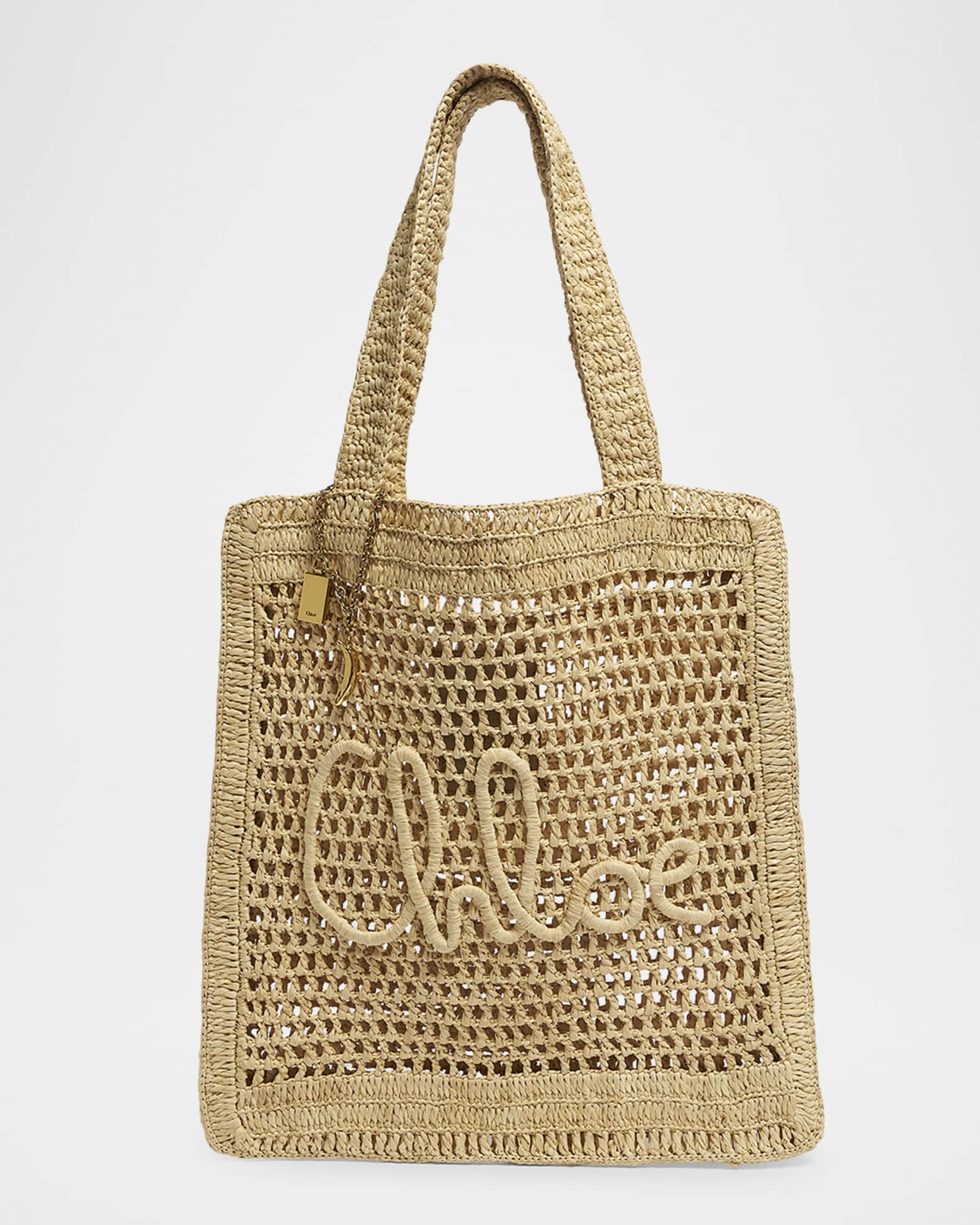 Chloe Summer Banana Tote Bag in Crochet Fabric | Neiman Marcus