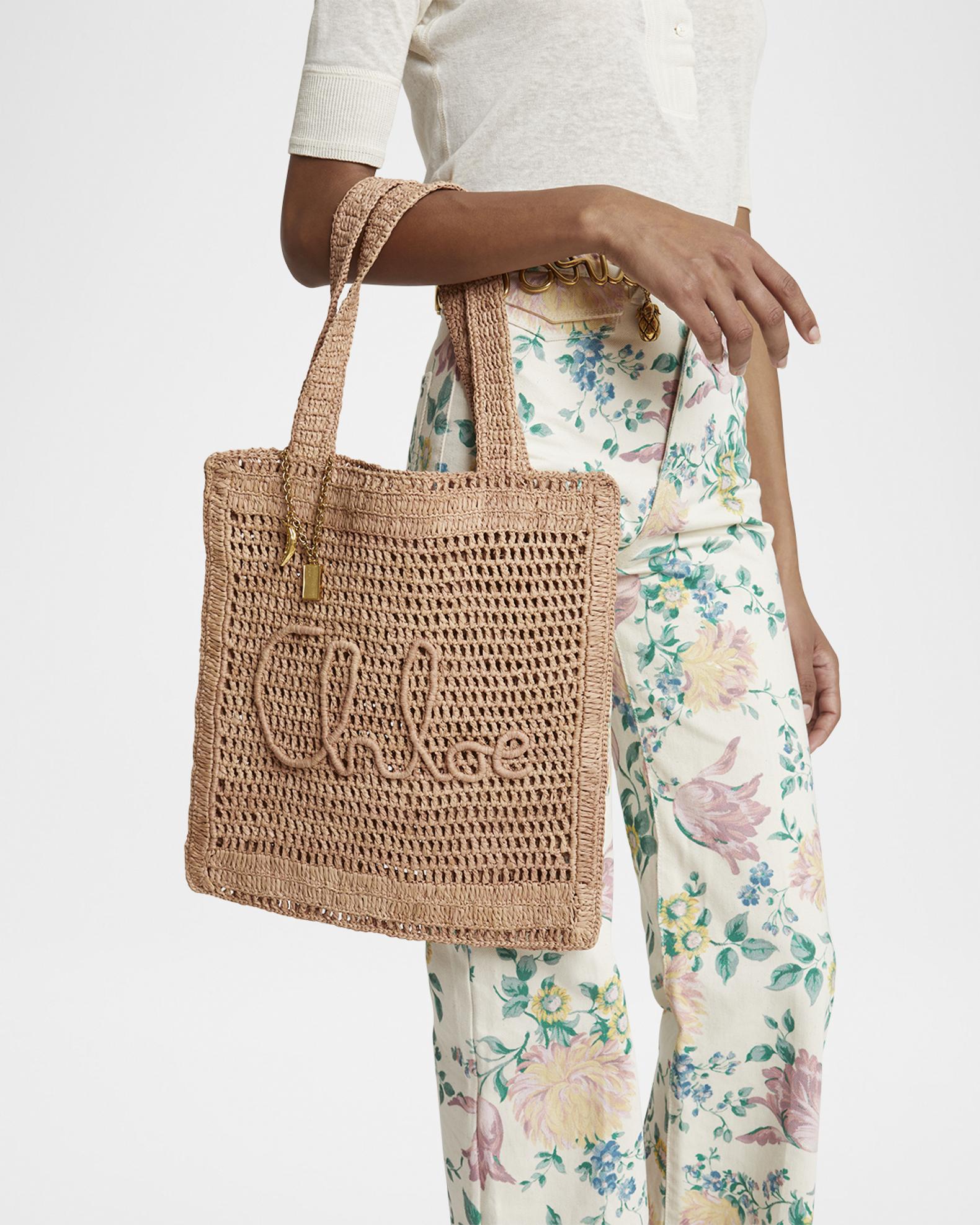 Chloe Summer Banana Tote Bag in Crochet Fabric | Neiman Marcus