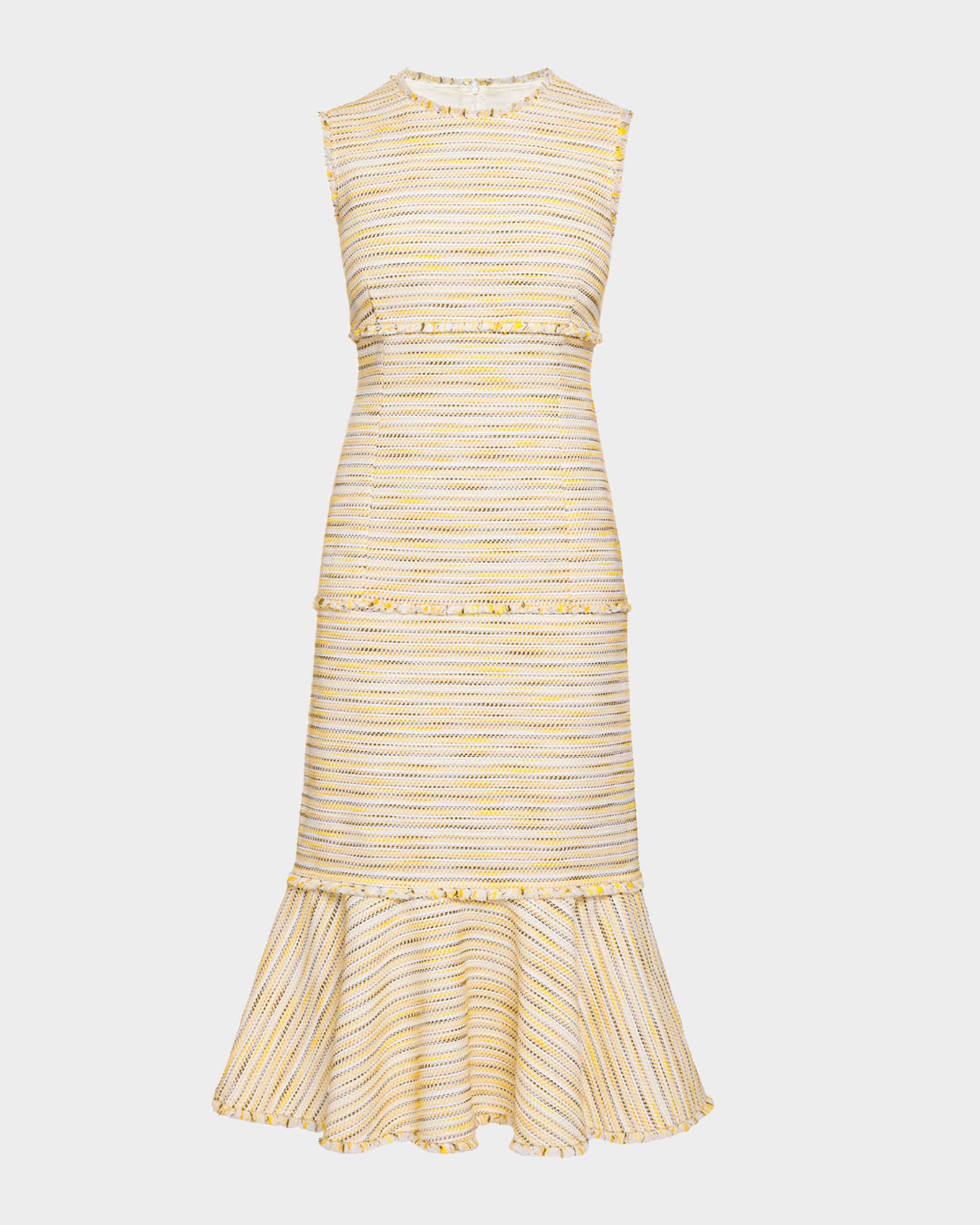 Sleeveless Striped Tweed Midi Dress 0